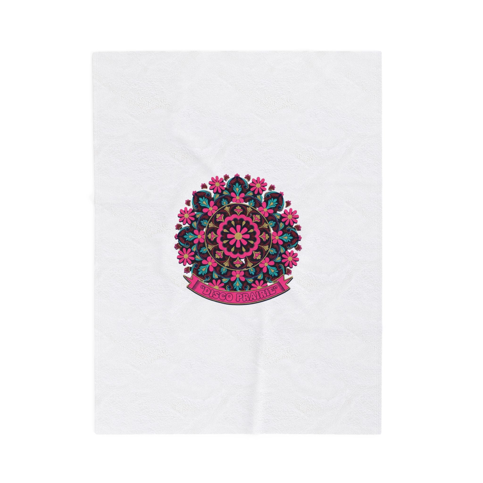 Disco Florals Paisley Medallion Velveteen Plush Blanket | 70s Revival, Maximalist Boho