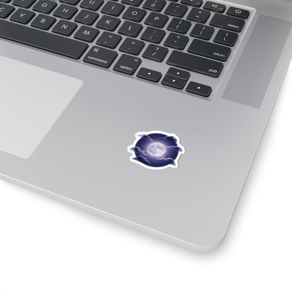 Luminous Moon Nightscape Kiss-Cut Sticker | Afterlight Aesthetic, Cosmic Floral Vibe