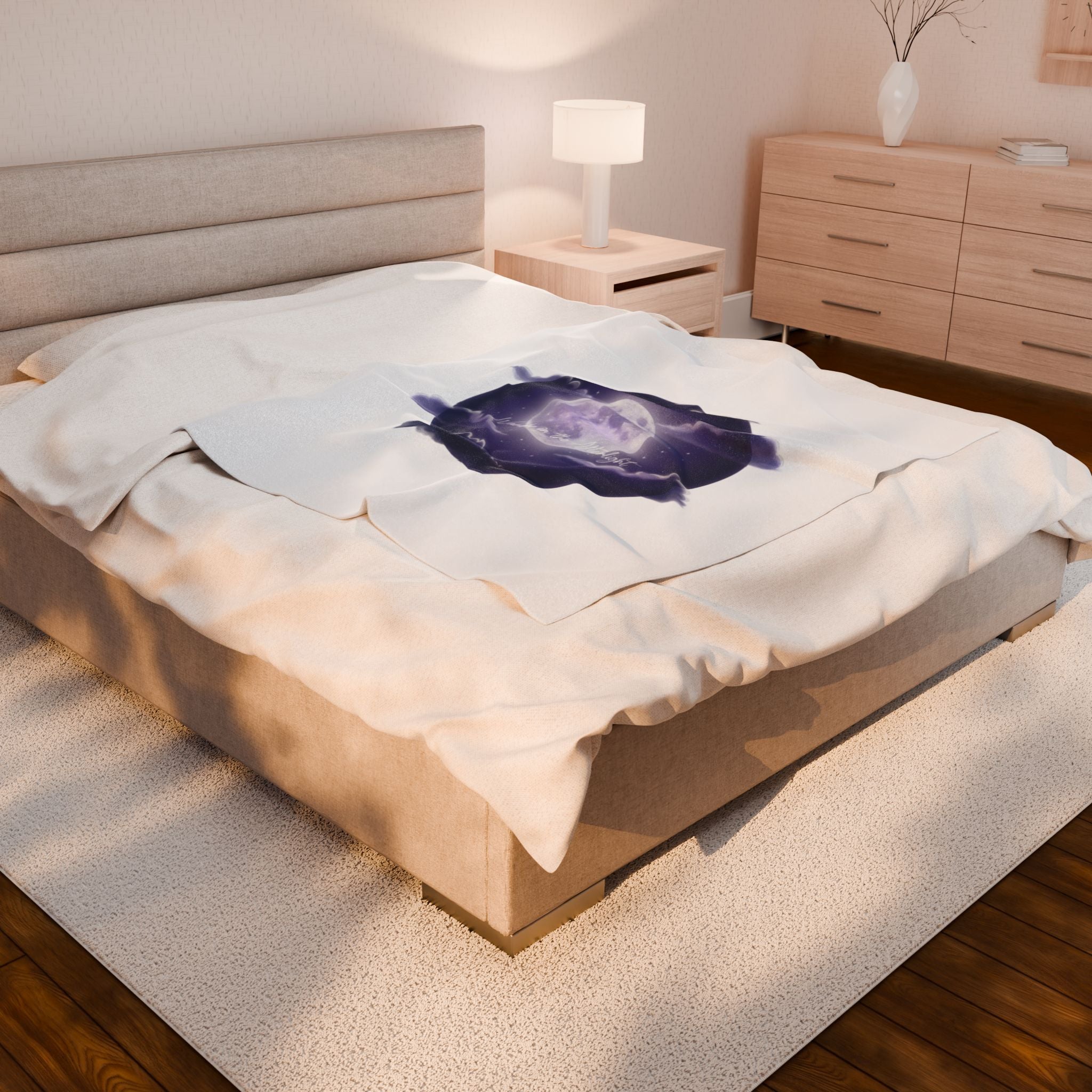 Afterlight Luminous Moonscape Velveteen Blanket | Night Bloom Aesthetic