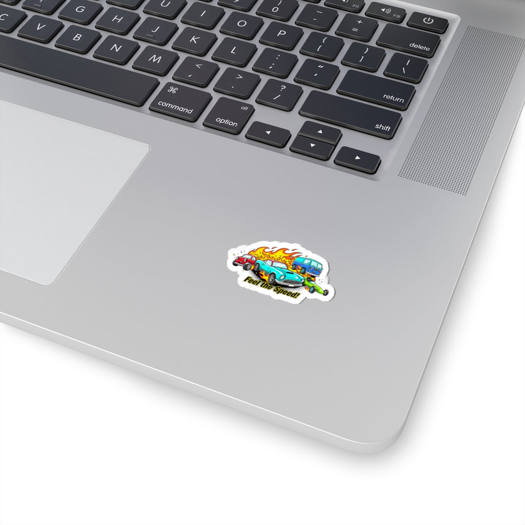 Retro Racing Flames Kiss-Cut Stickers | Cartoon Vintage Car Illustration