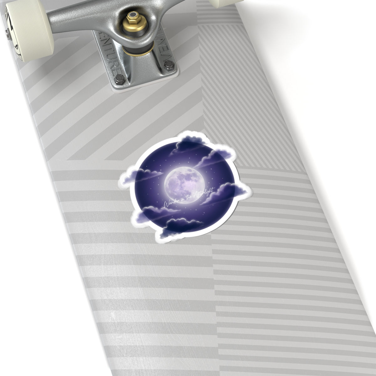 Luminous Moon Nightscape Kiss-Cut Sticker | Afterlight Aesthetic, Cosmic Floral Vibe