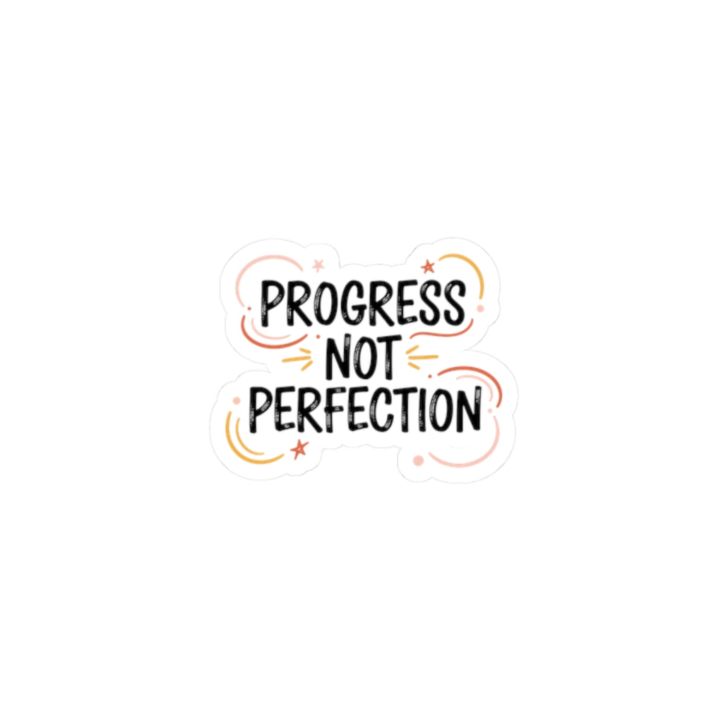 Progress Not Perfection Sticker | Handwritten Marker Brush Script, Positive Mantra