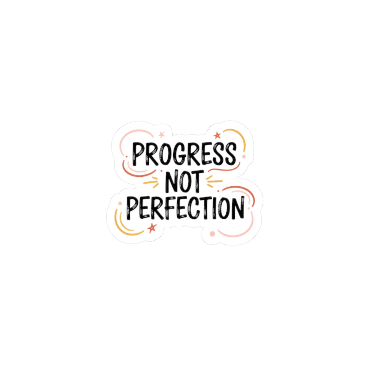 Progress Not Perfection Sticker | Handwritten Marker Brush Script, Positive Mantra