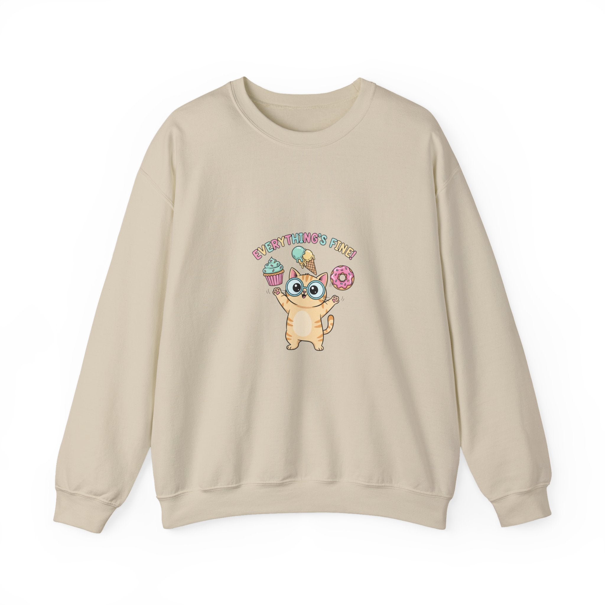 Cute Chaos Cat Sweatshirt | mildly unhinged, whimsical weird, pastel kawaii