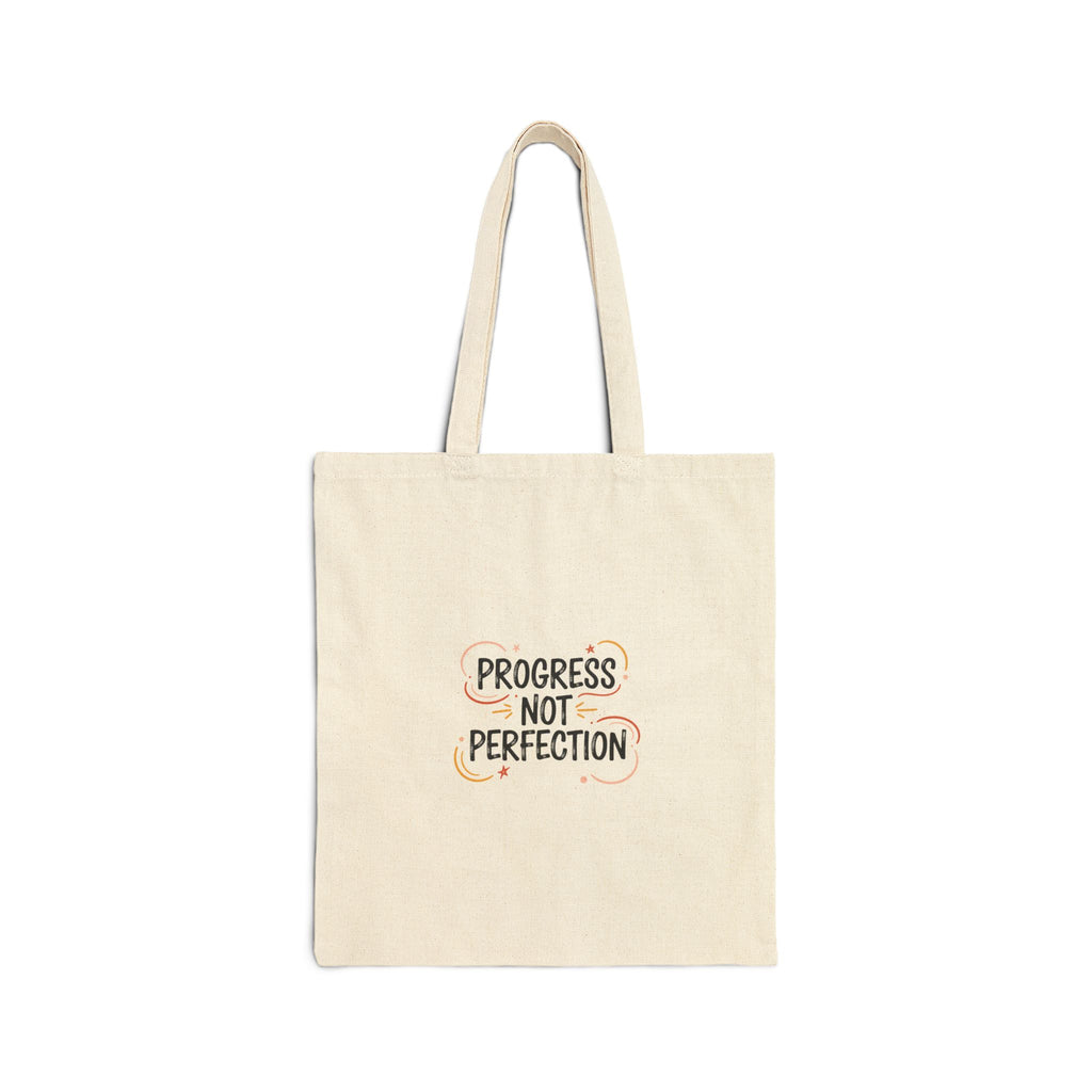 Progress Not Perfection Tote | Handwritten Marker Brush Script, Humanized Typography