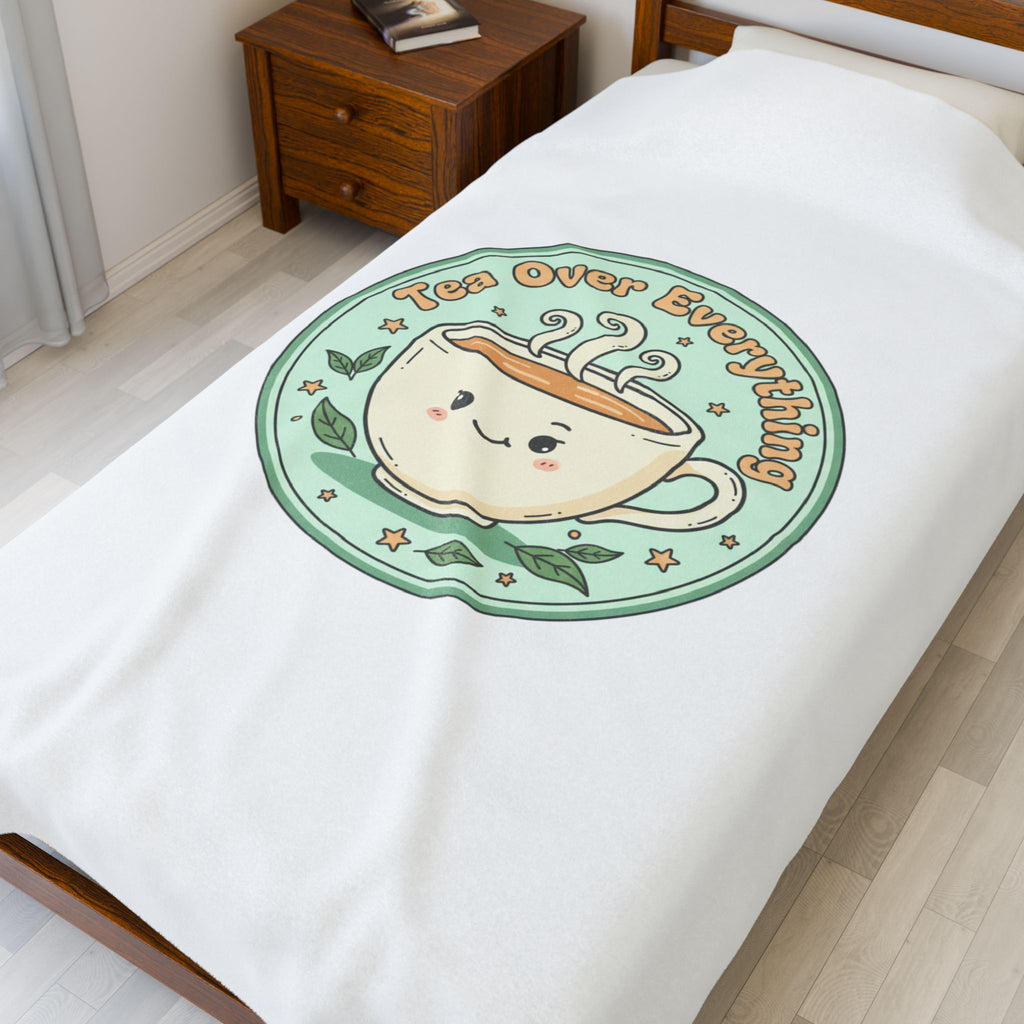 Tea Over Everything Plush Blanket | tea lover, beverage humor