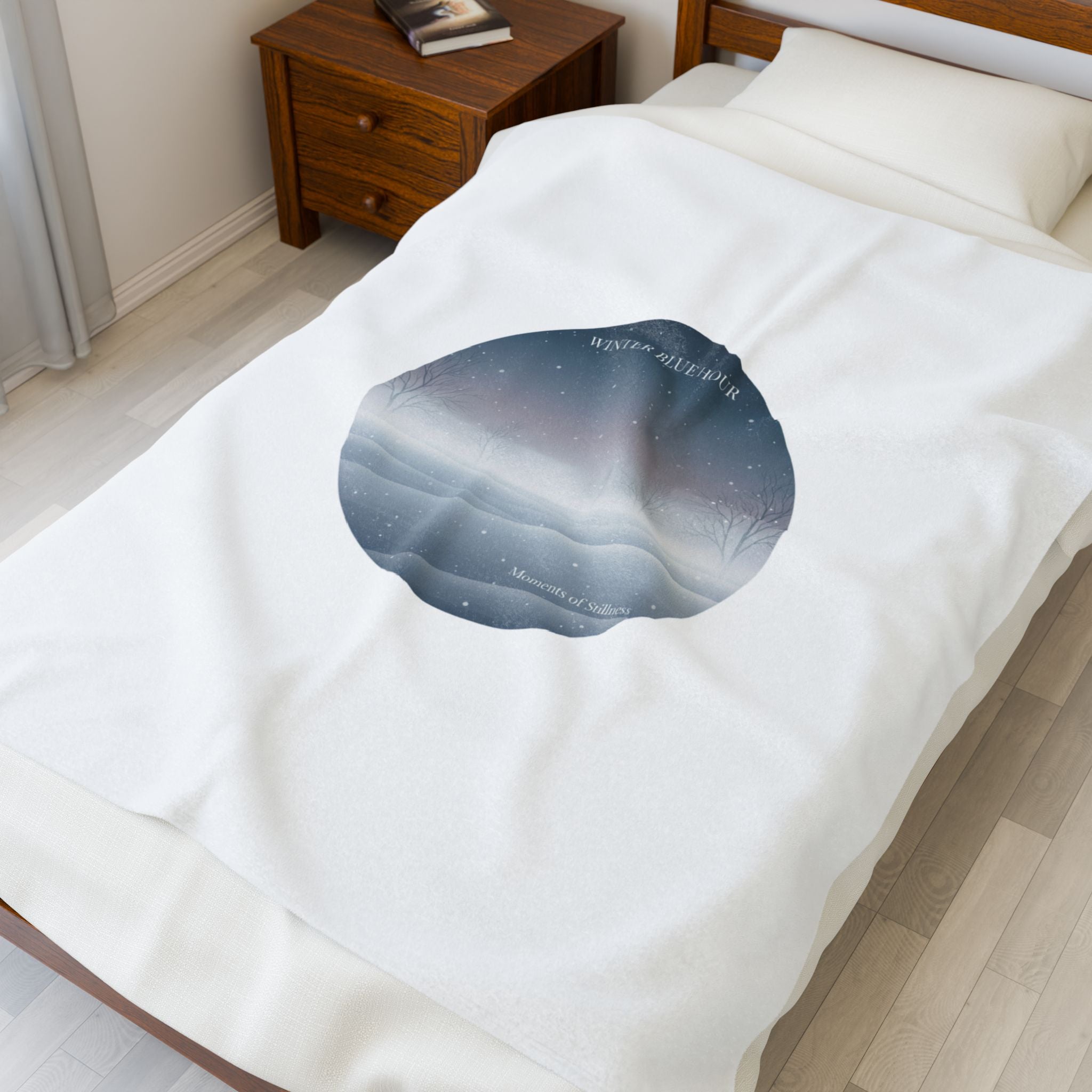 Blue Hour Winter Circle, Velveteen Blanket | twilight aesthetic, moody winter