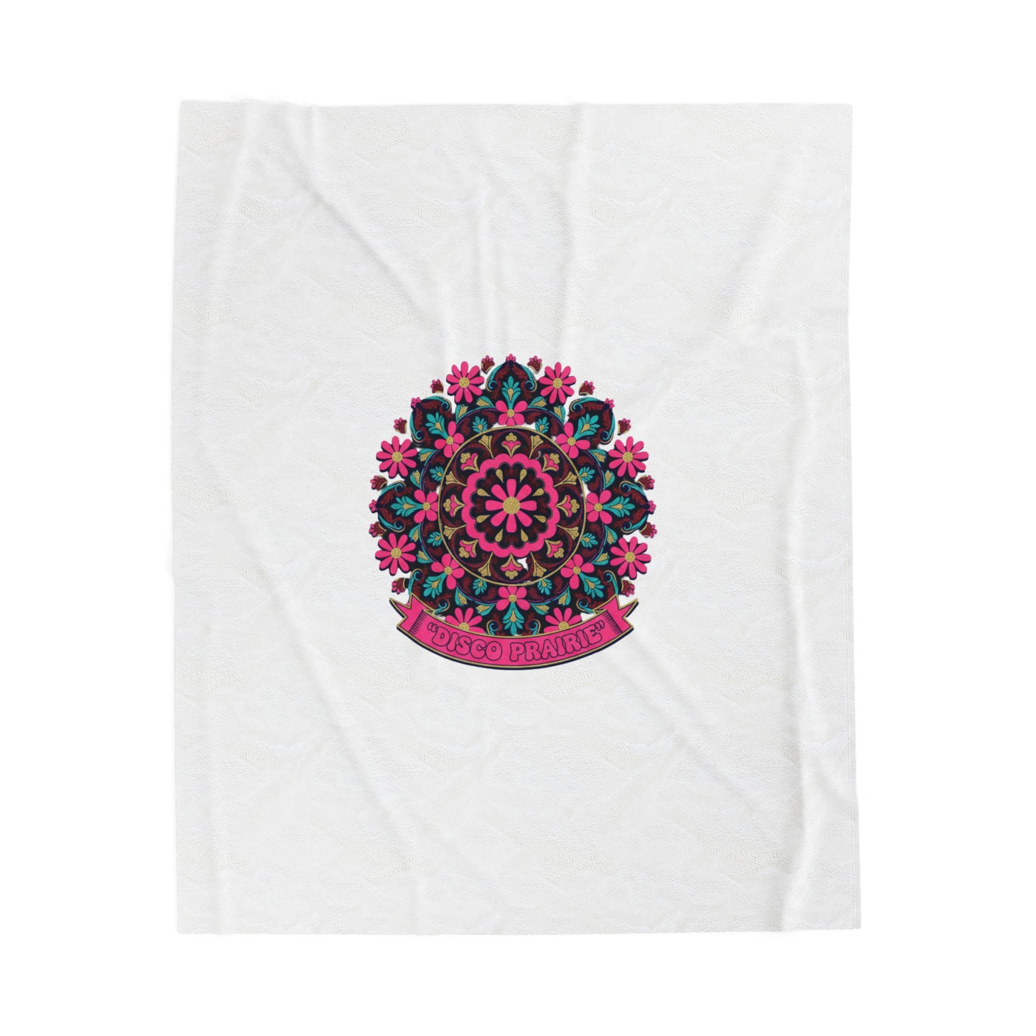Disco Florals Paisley Medallion Velveteen Plush Blanket | 70s Revival, Maximalist Boho