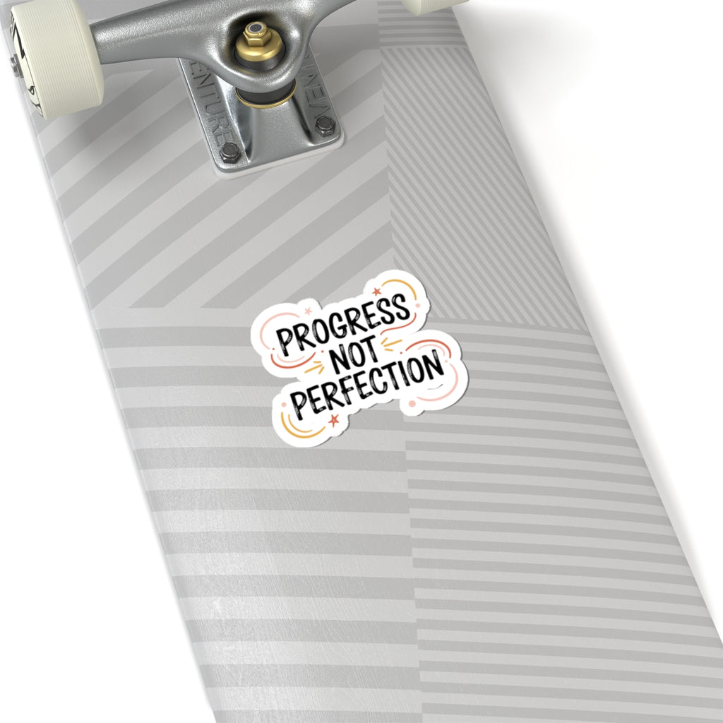 Progress Not Perfection Sticker | Handwritten Marker Brush Script, Positive Mantra