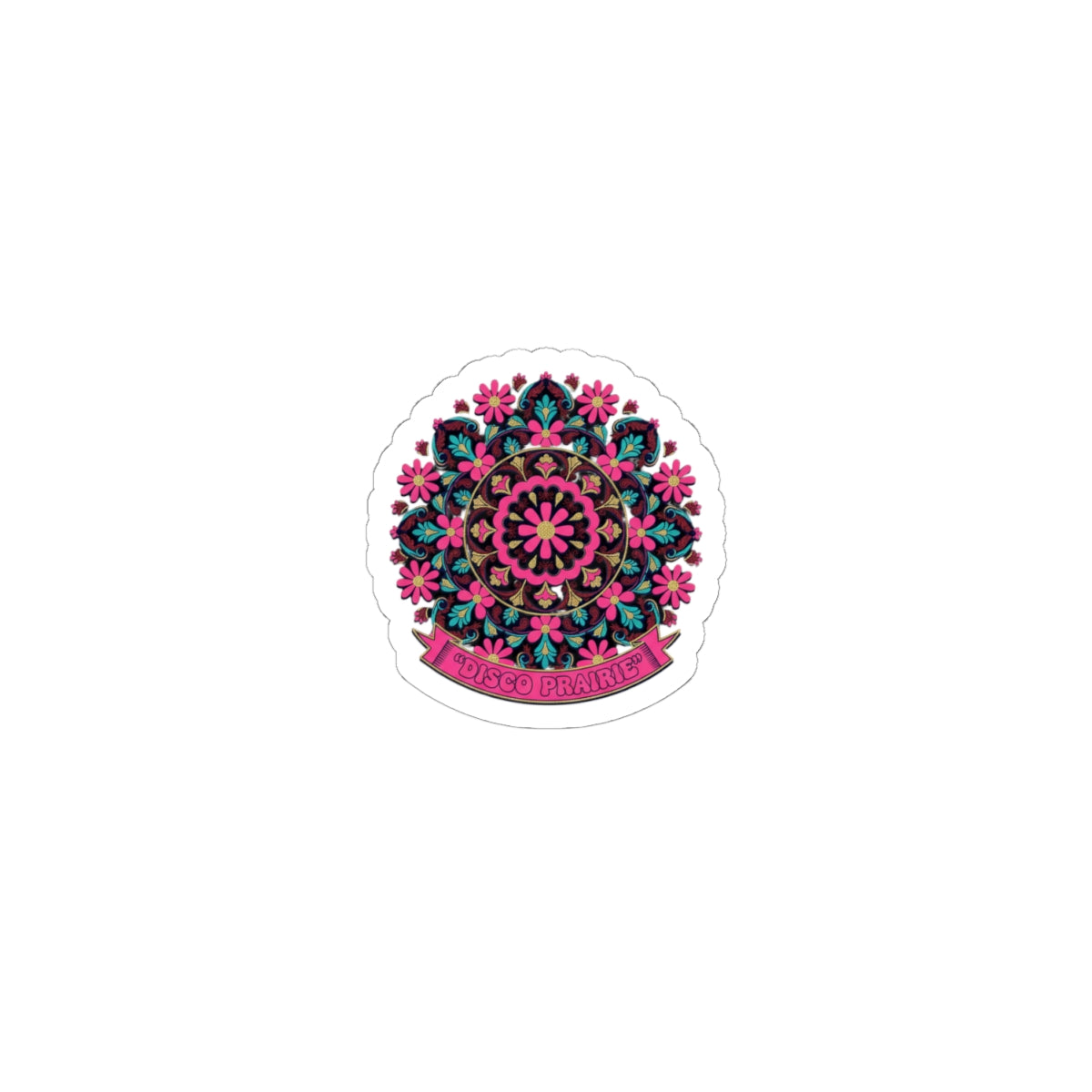Disco Floral Mandala Sticker | disco florals, vintage paisley print