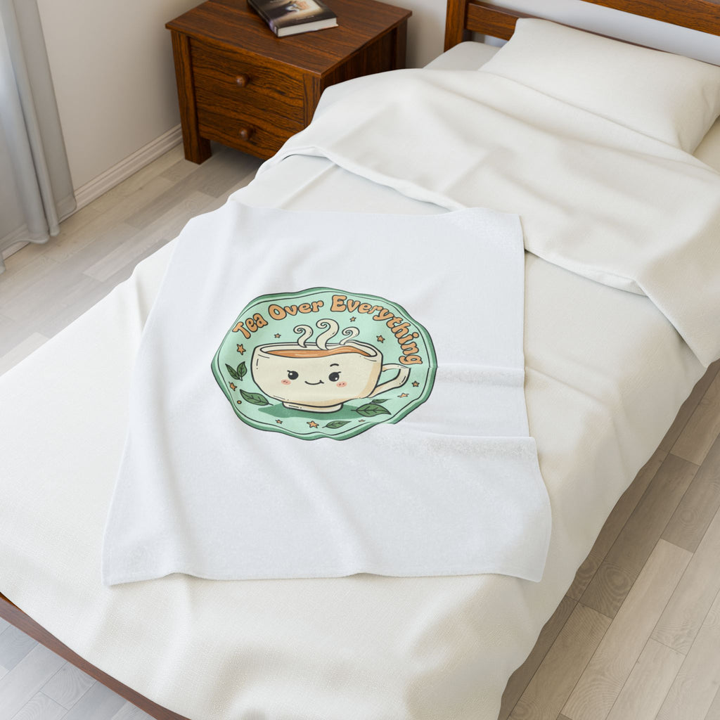 Tea Over Everything Plush Blanket | tea lover, beverage humor