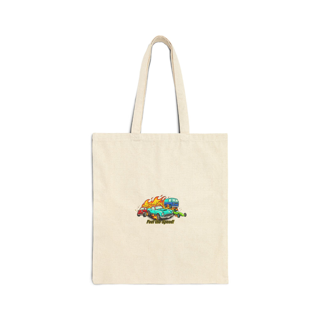 Retro Cartoon Dragster Tote | vintage car illustration, racing flames