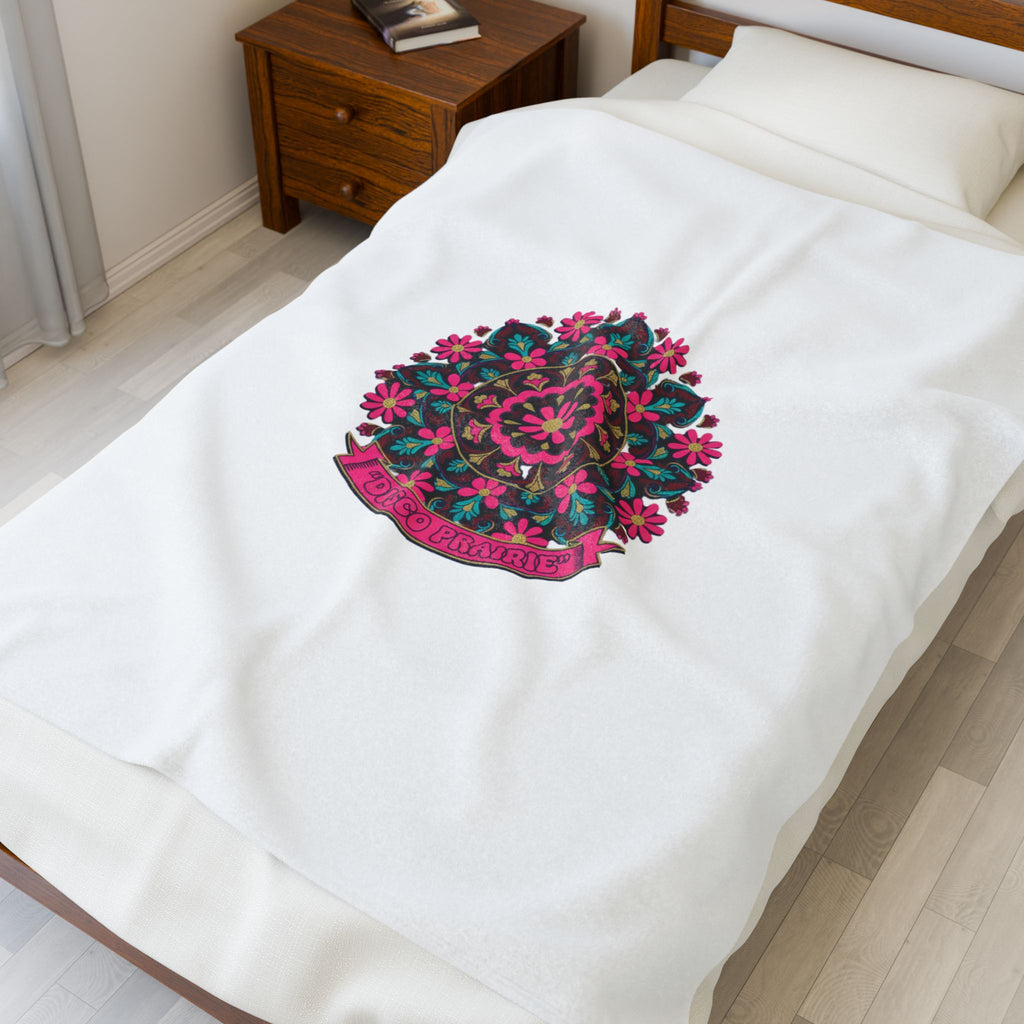 Disco Florals Paisley Medallion Velveteen Plush Blanket | 70s Revival, Maximalist Boho