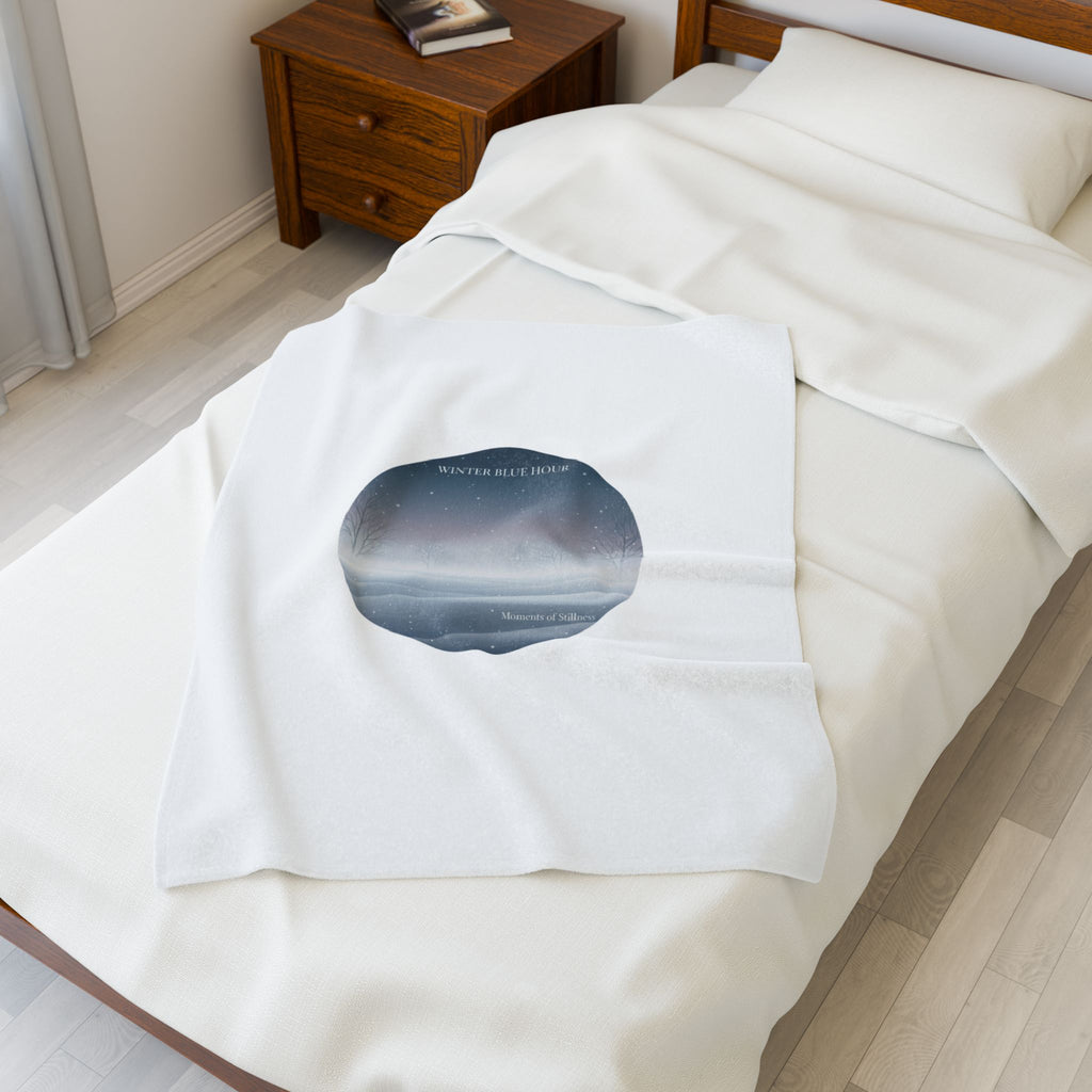 Blue Hour Winter Circle, Velveteen Blanket | twilight aesthetic, moody winter