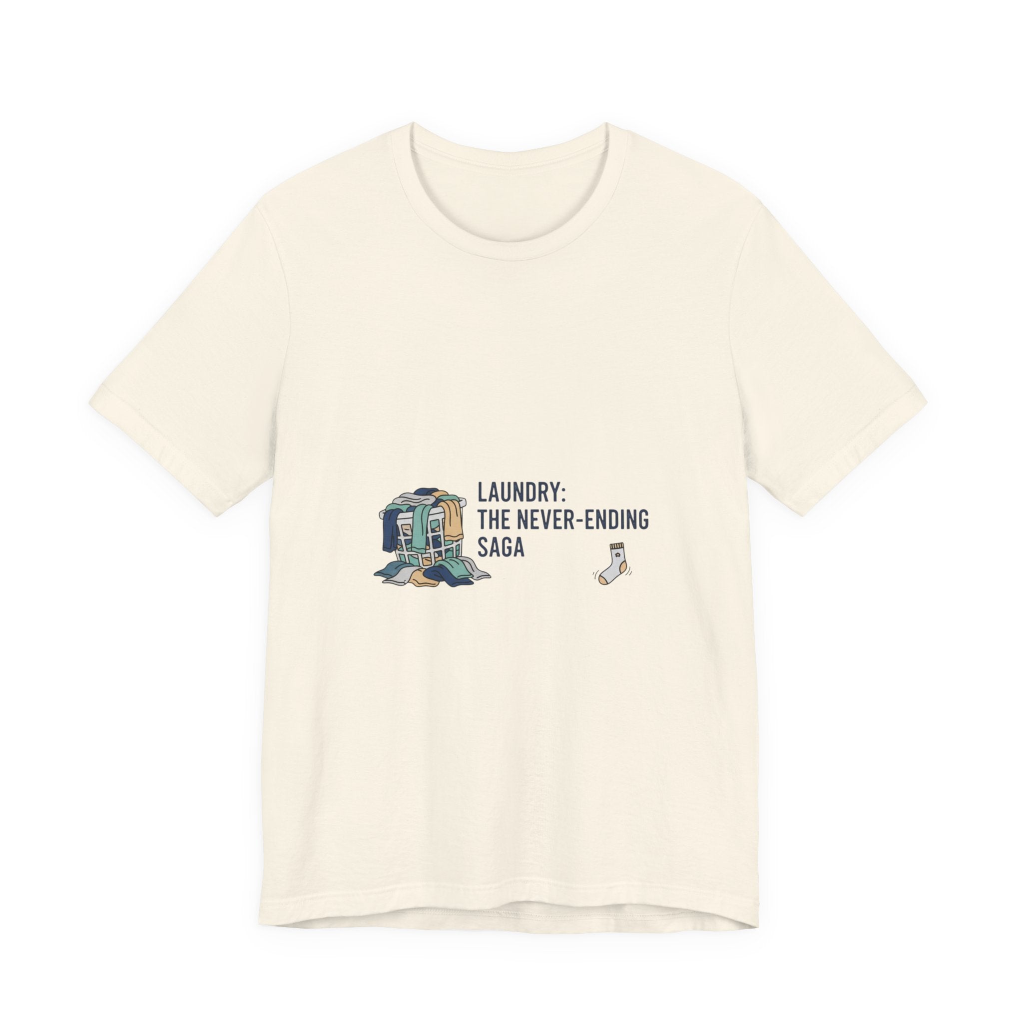 Laundry: The Never-Ending Saga T-Shirt | laundry pile humor, never folded shirt