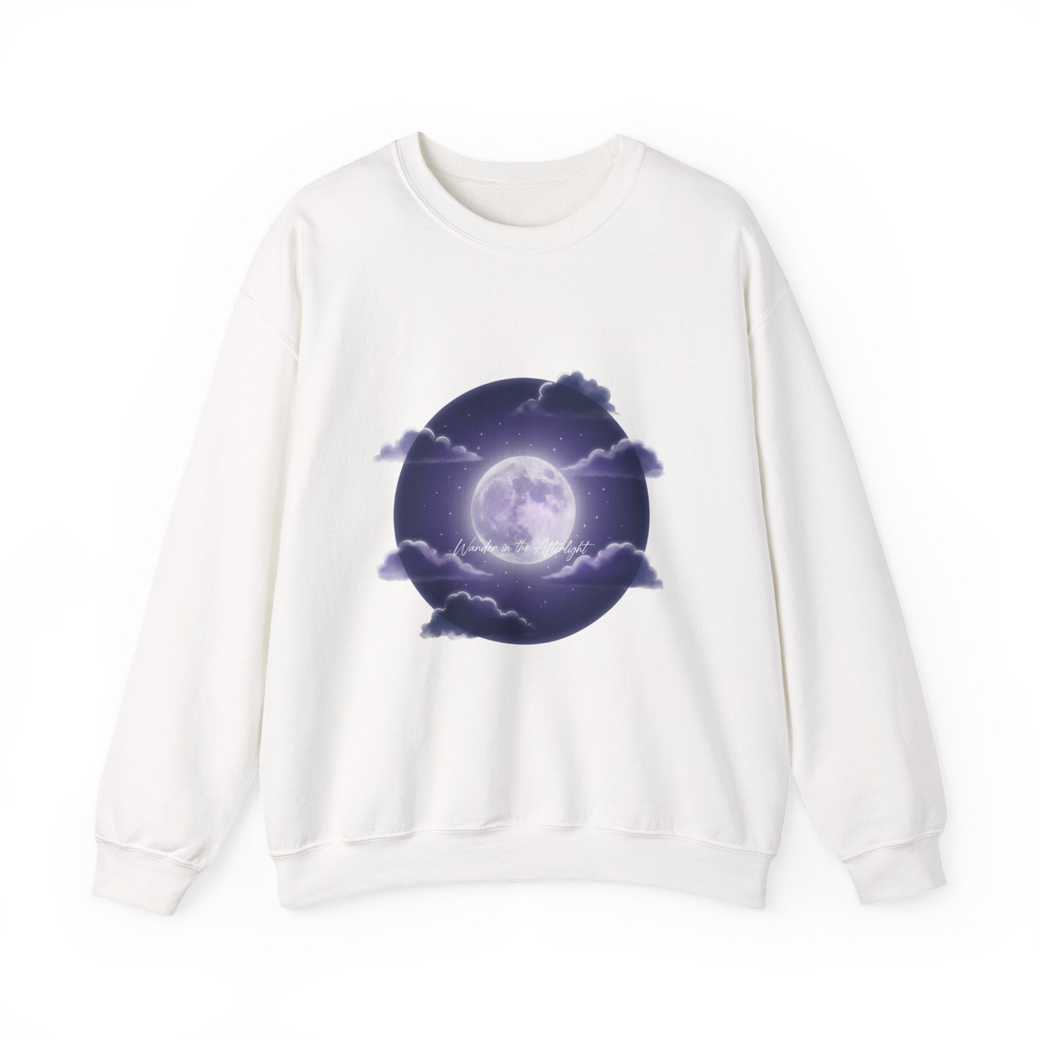Luminous Moon Nightscape Crewneck, Afterlight Aesthetic, Night Bloom Sweatshirt