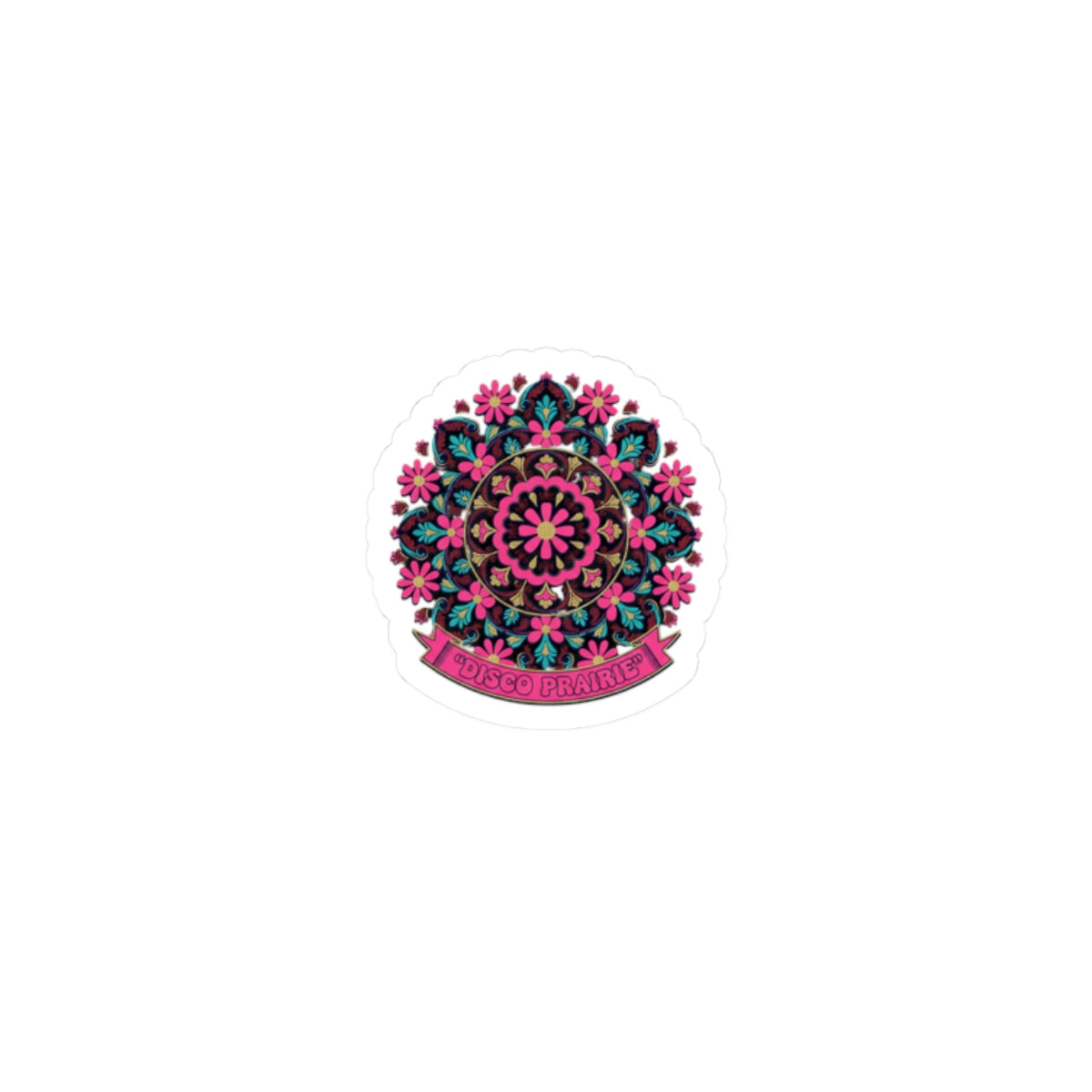 Disco Floral Mandala Sticker | disco florals, vintage paisley print