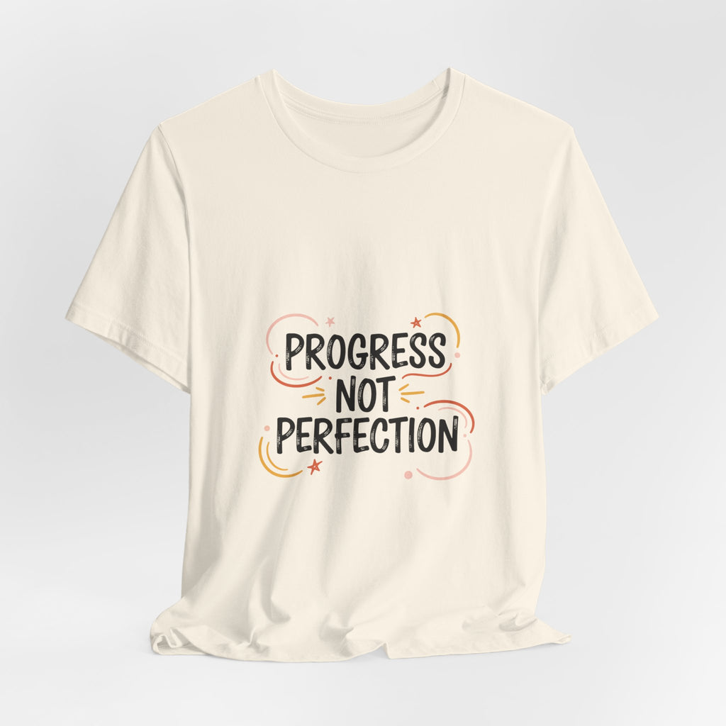 Progress Not Perfection Tee | marker font shirt, brush script tee
