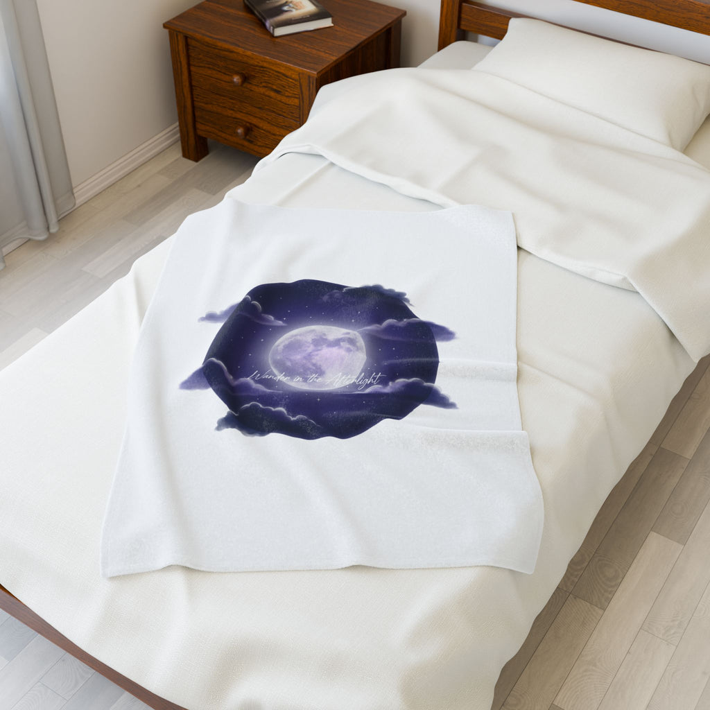 Afterlight Luminous Moonscape Velveteen Blanket | Night Bloom Aesthetic