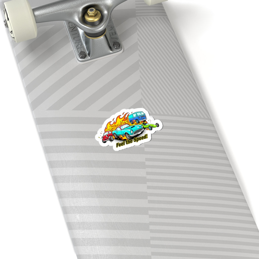 Retro Racing Flames Kiss-Cut Stickers | Cartoon Vintage Car Illustration