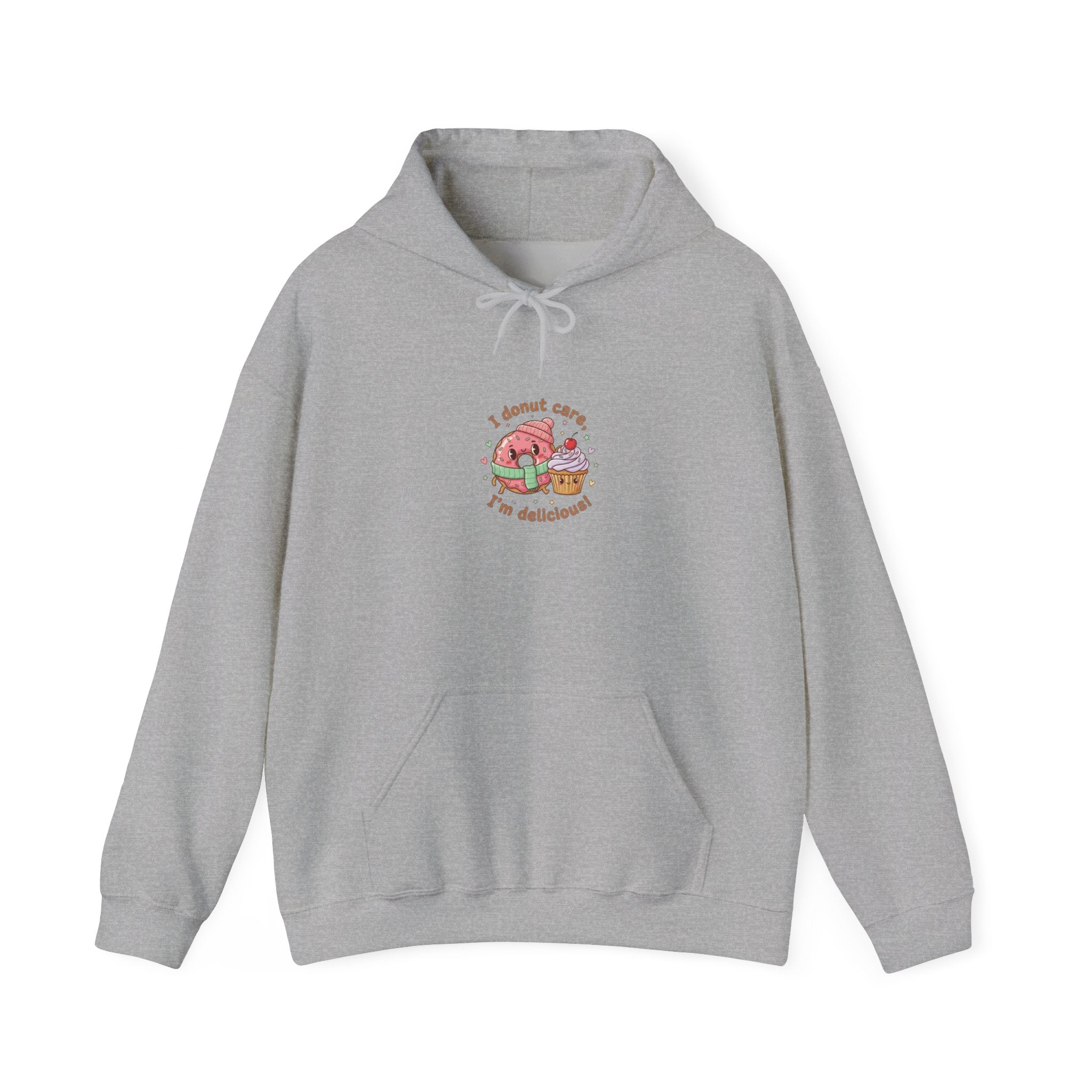 Donut Care, I’m Delicious Hoodie | Food Pun Sweatshirt, Cozy Snack Cartoon