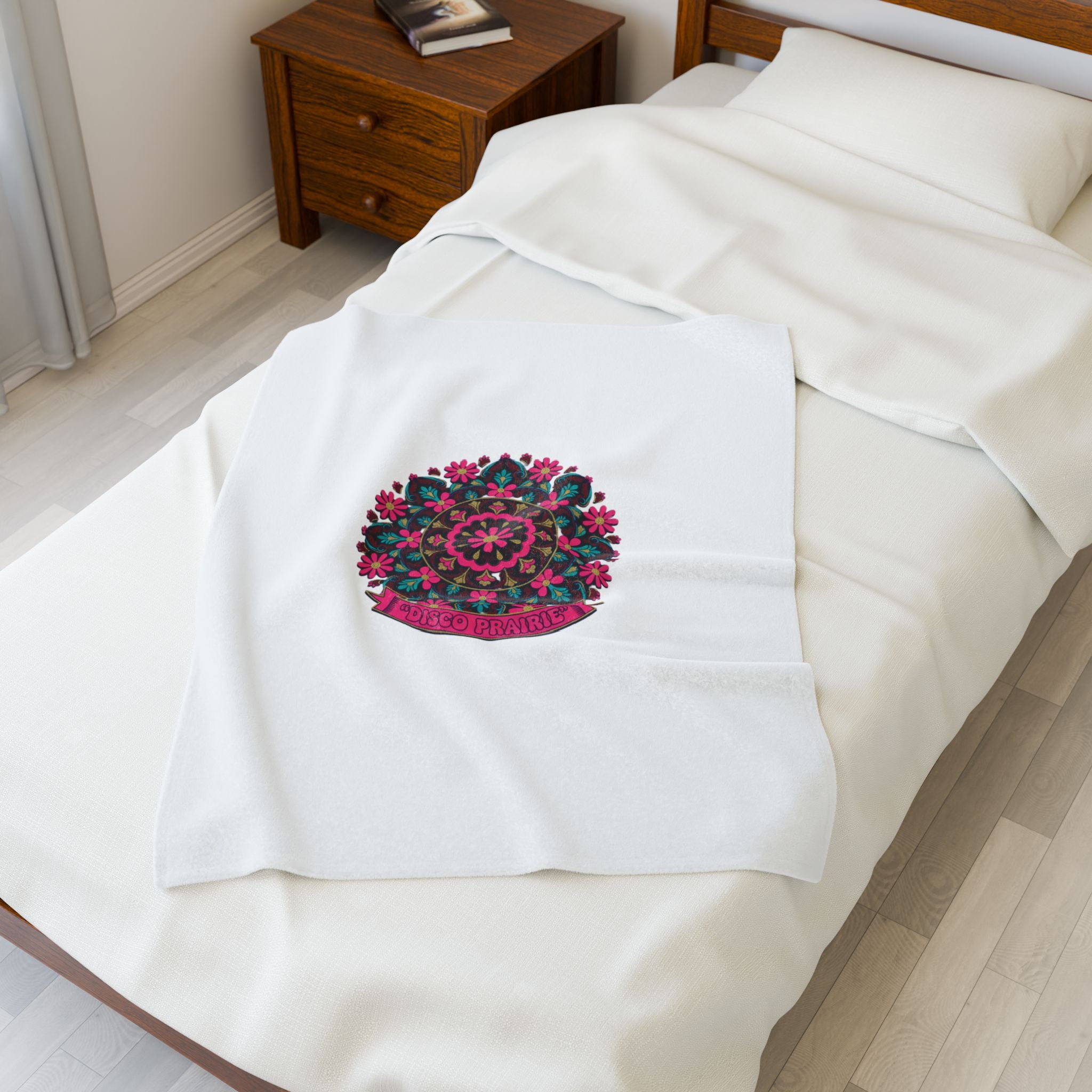 Disco Florals Paisley Medallion Velveteen Plush Blanket | 70s Revival, Maximalist Boho