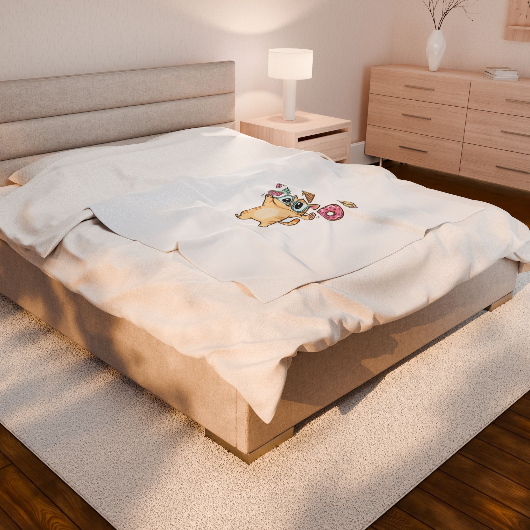 Everything's Fine Cat, Velveteen Plush Blanket | cute irony, whimsical weird