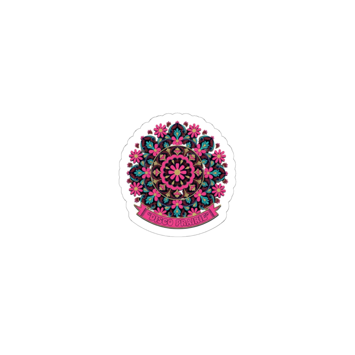 Disco Floral Mandala Sticker | disco florals, vintage paisley print