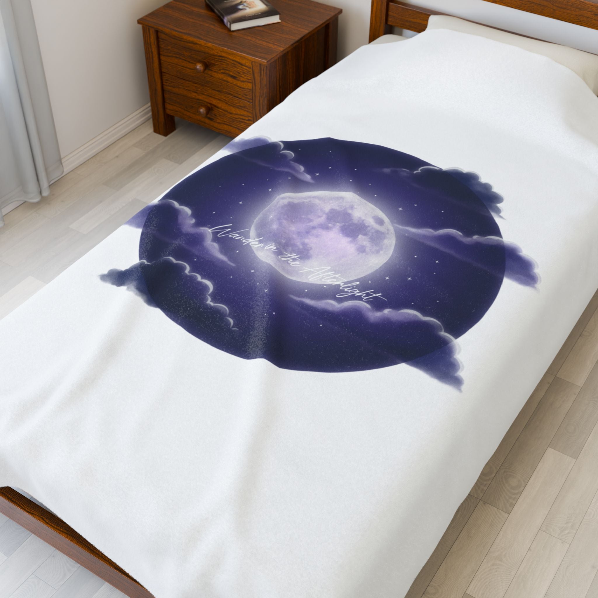 Afterlight Luminous Moonscape Velveteen Blanket | Night Bloom Aesthetic
