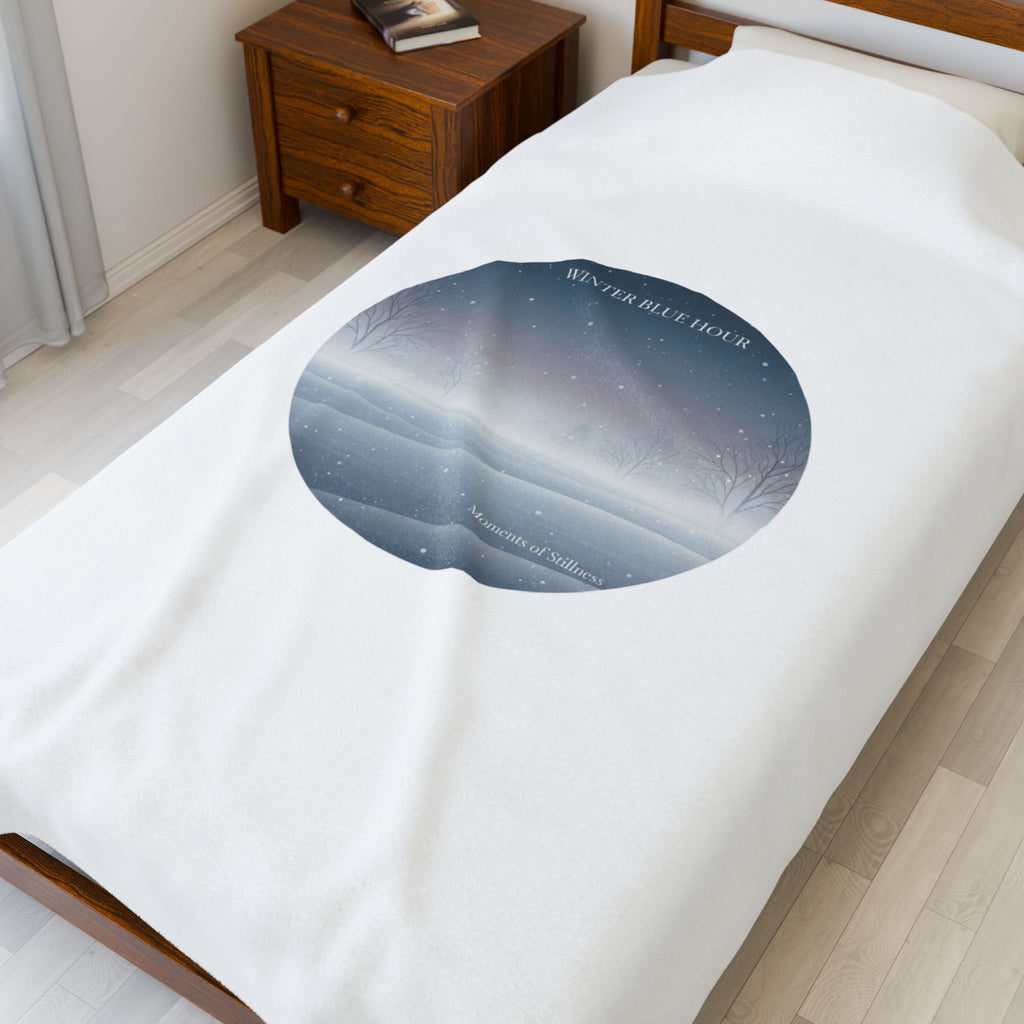 Blue Hour Winter Circle, Velveteen Blanket | twilight aesthetic, moody winter