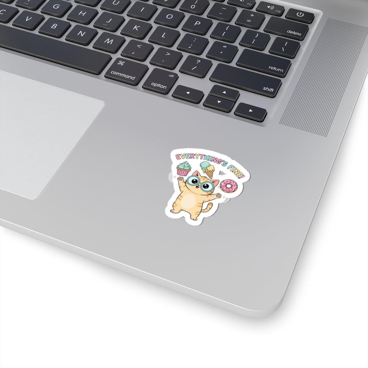 Everything's Fine Cat Sticker | mildly unhinged cute, chaotic kawaii