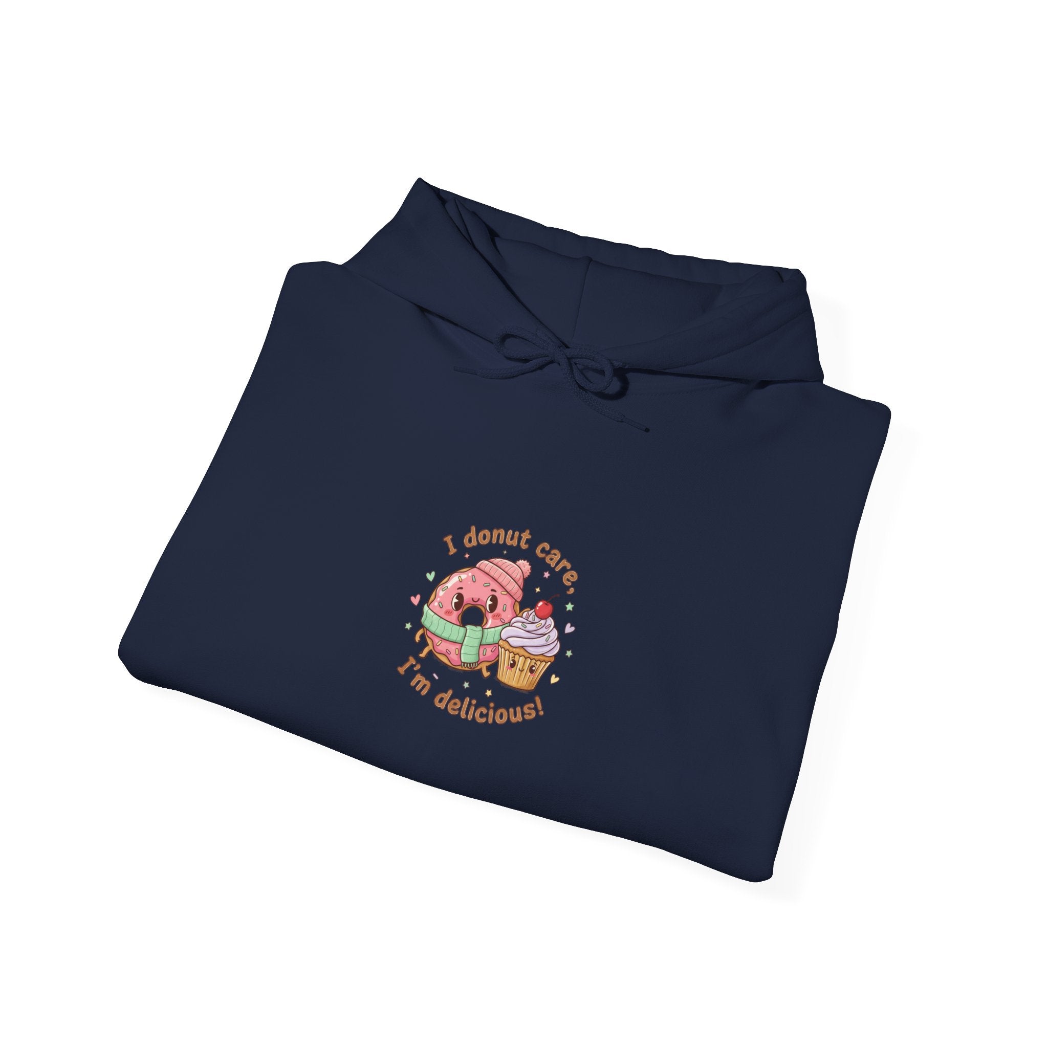 Donut Care, I’m Delicious Hoodie | Food Pun Sweatshirt, Cozy Snack Cartoon