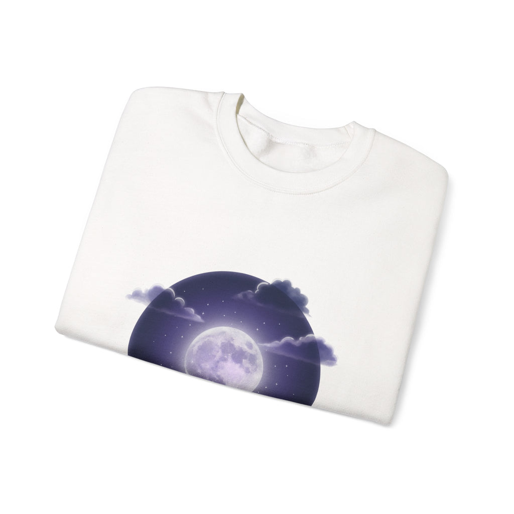 Luminous Moon Nightscape Crewneck, Afterlight Aesthetic, Night Bloom Sweatshirt