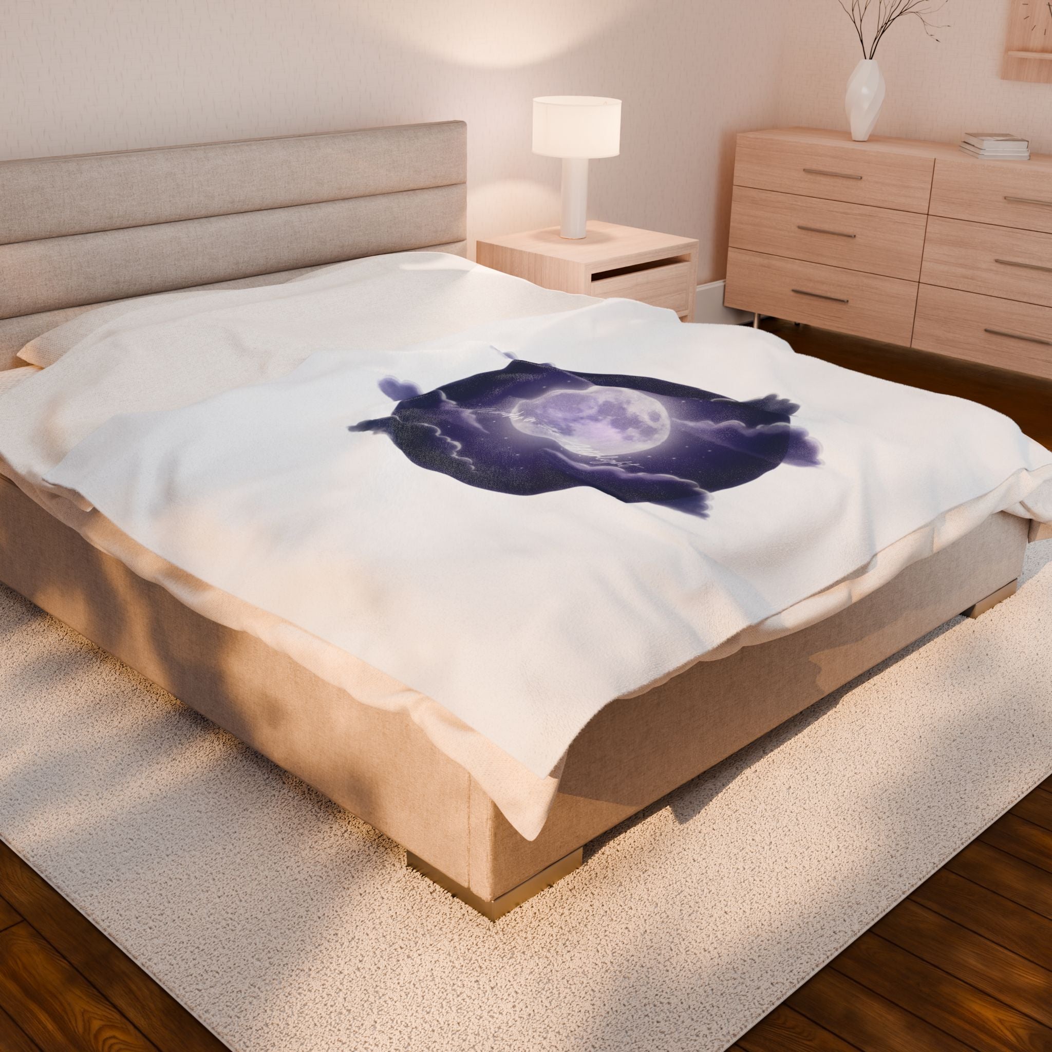 Afterlight Luminous Moonscape Velveteen Blanket | Night Bloom Aesthetic