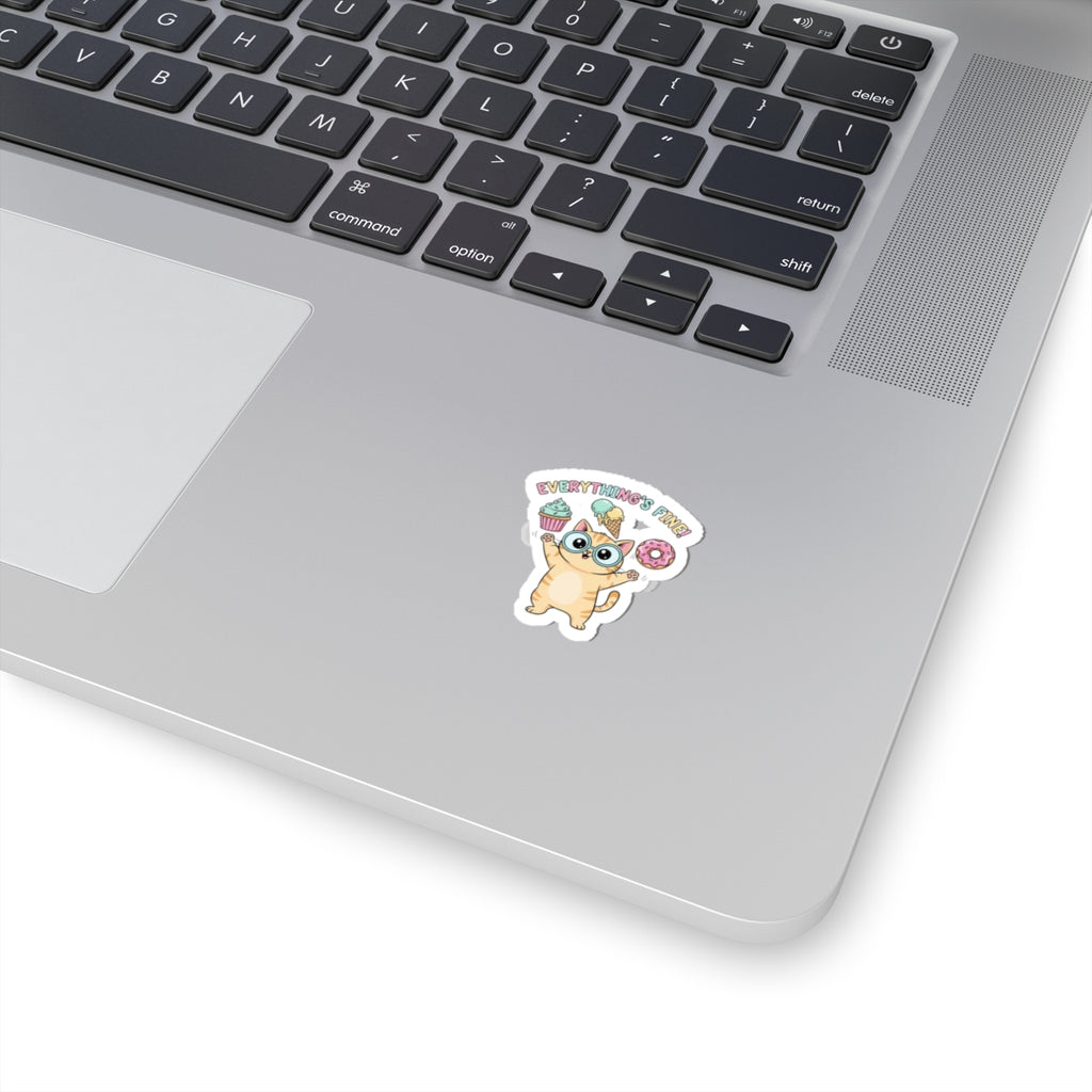 Everything's Fine Cat Sticker | mildly unhinged cute, chaotic kawaii