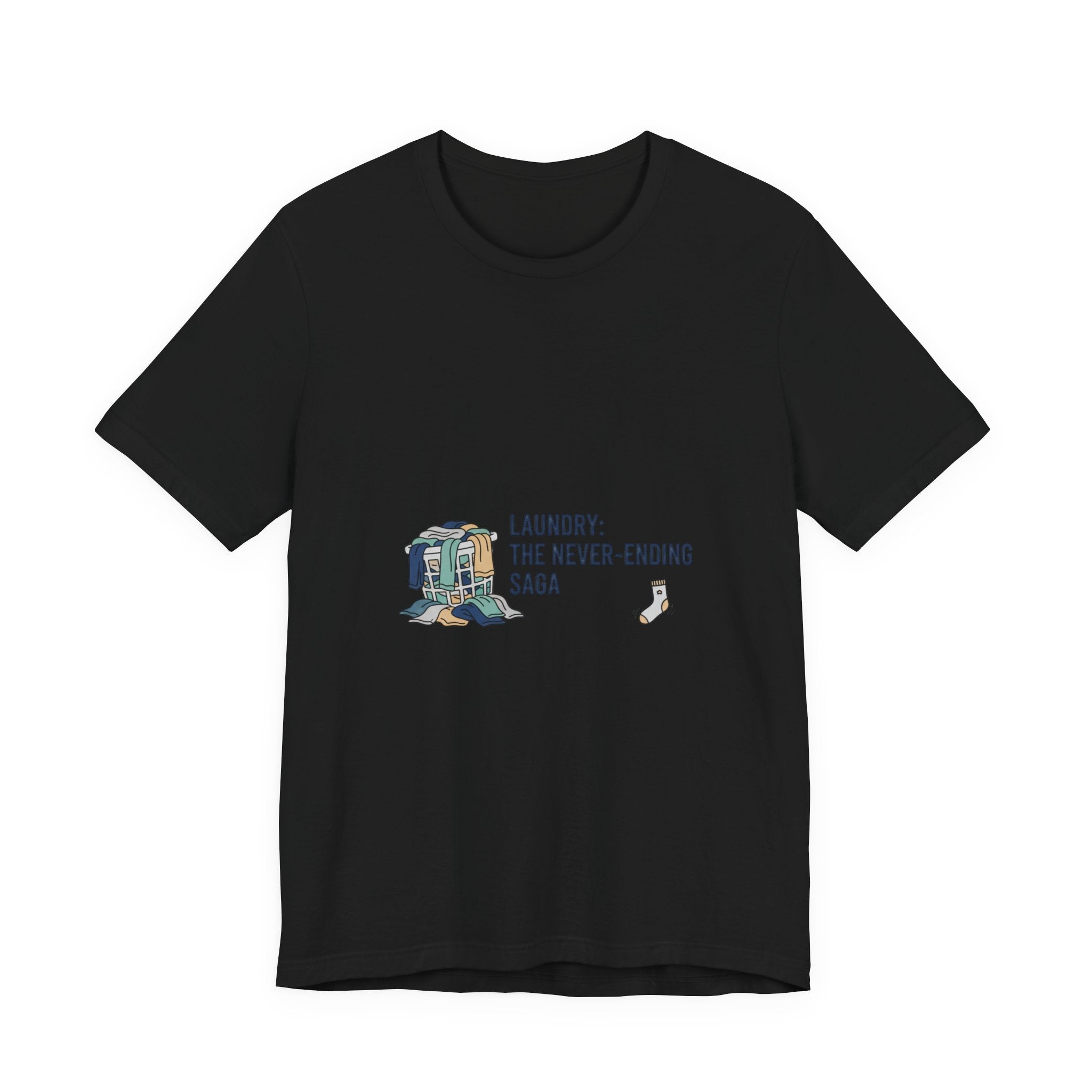 Laundry: The Never-Ending Saga T-Shirt | laundry pile humor, never folded shirt