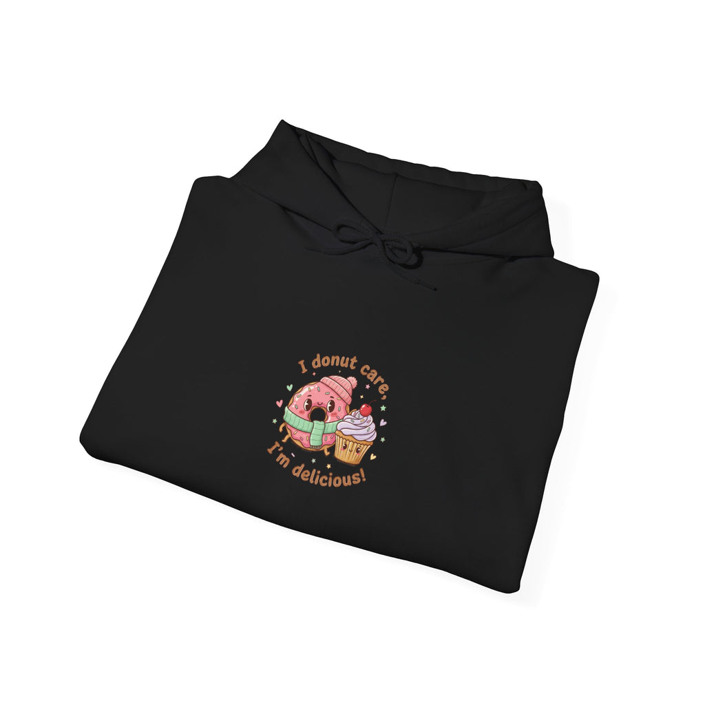 Donut Care, I’m Delicious Hoodie | Food Pun Sweatshirt, Cozy Snack Cartoon