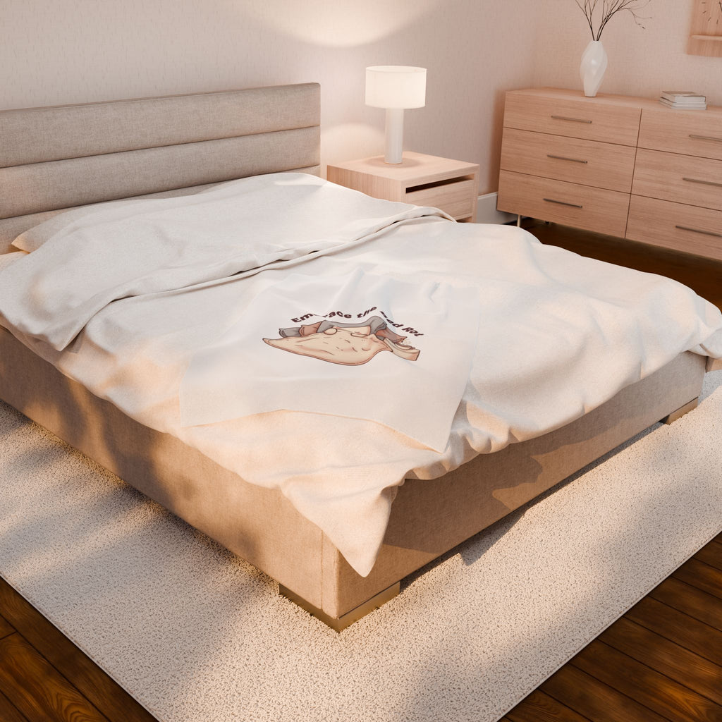 Embrace the Bed Rot Velveteen Plush Blanket, sleepy humor, nap club