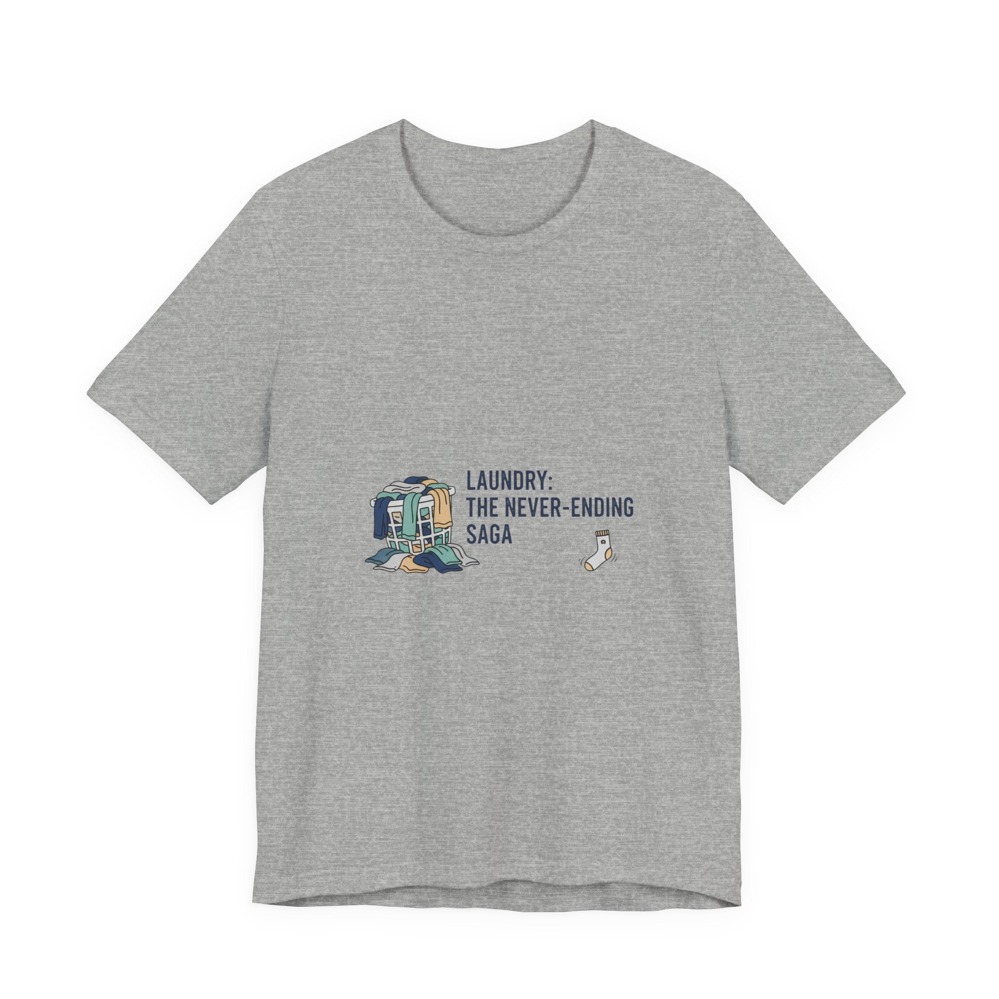 Laundry: The Never-Ending Saga T-Shirt | laundry pile humor, never folded shirt