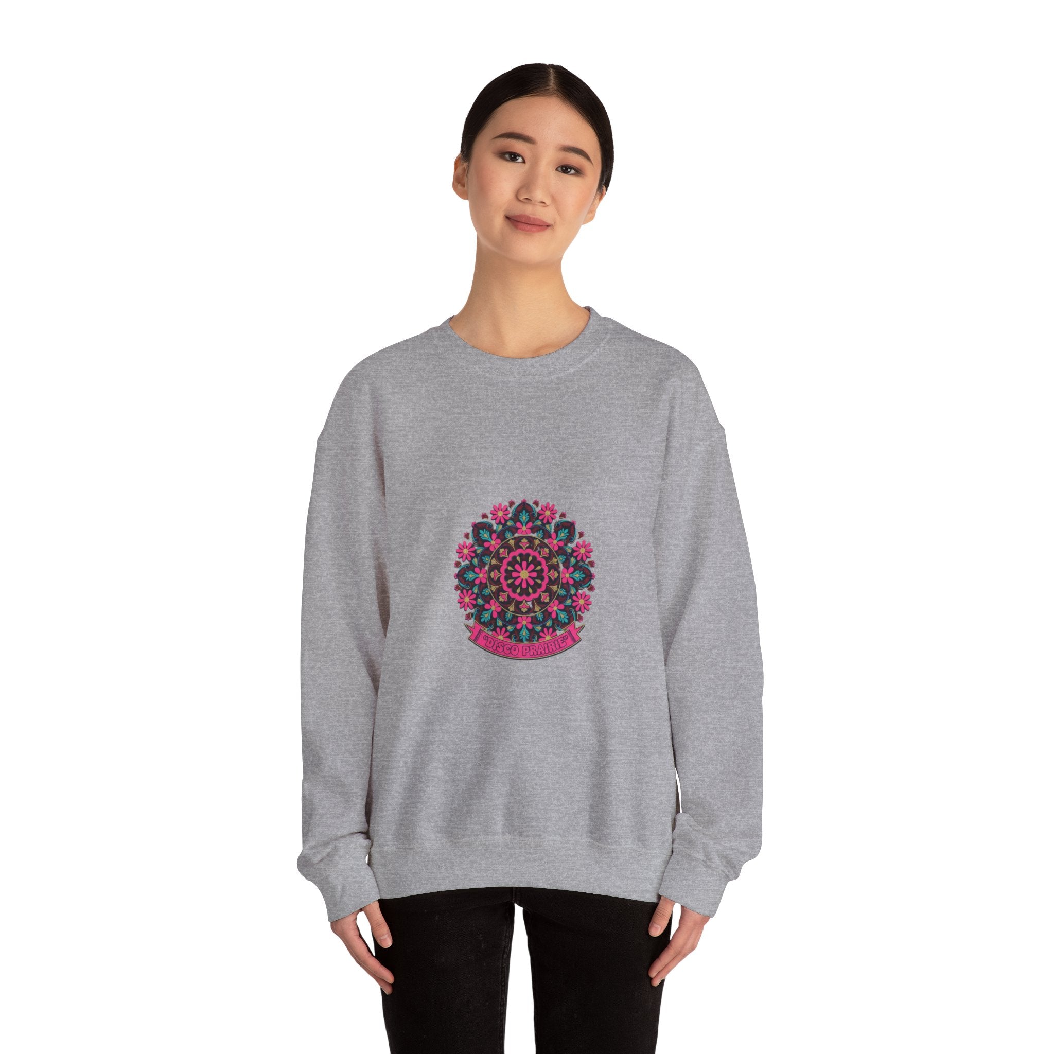 Disco Floral Paisley Mandala Crewneck Sweatshirt | 70s Revival Retro Party