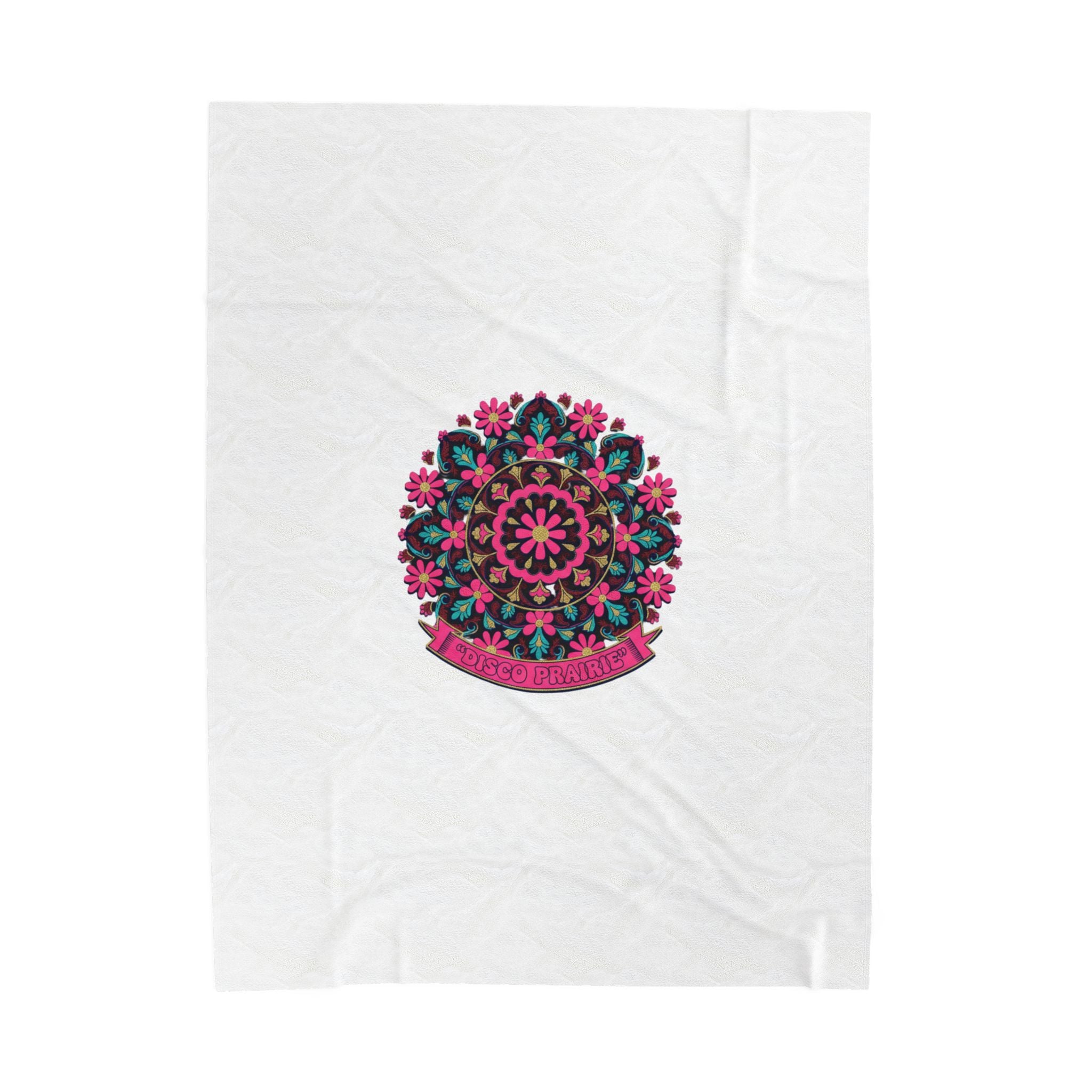 Disco Florals Paisley Medallion Velveteen Plush Blanket | 70s Revival, Maximalist Boho