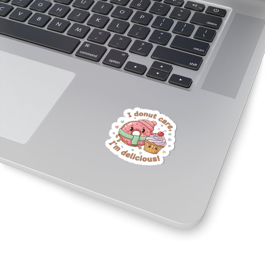 I Donut Care I’m Delicious Donut & Cupcake Sticker | Food Pun, Cute Snack Humor