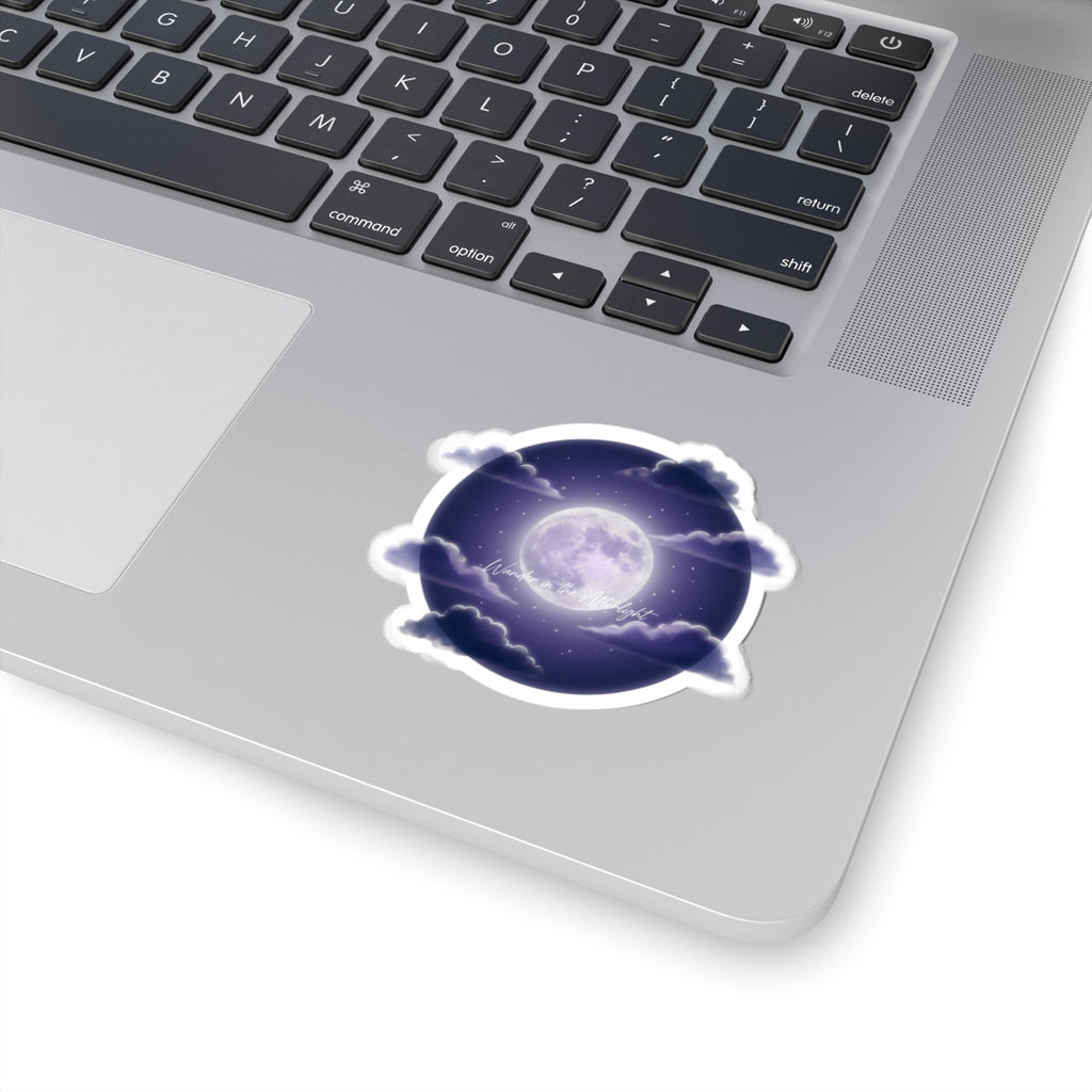 Luminous Moon Nightscape Kiss-Cut Sticker | Afterlight Aesthetic, Cosmic Floral Vibe