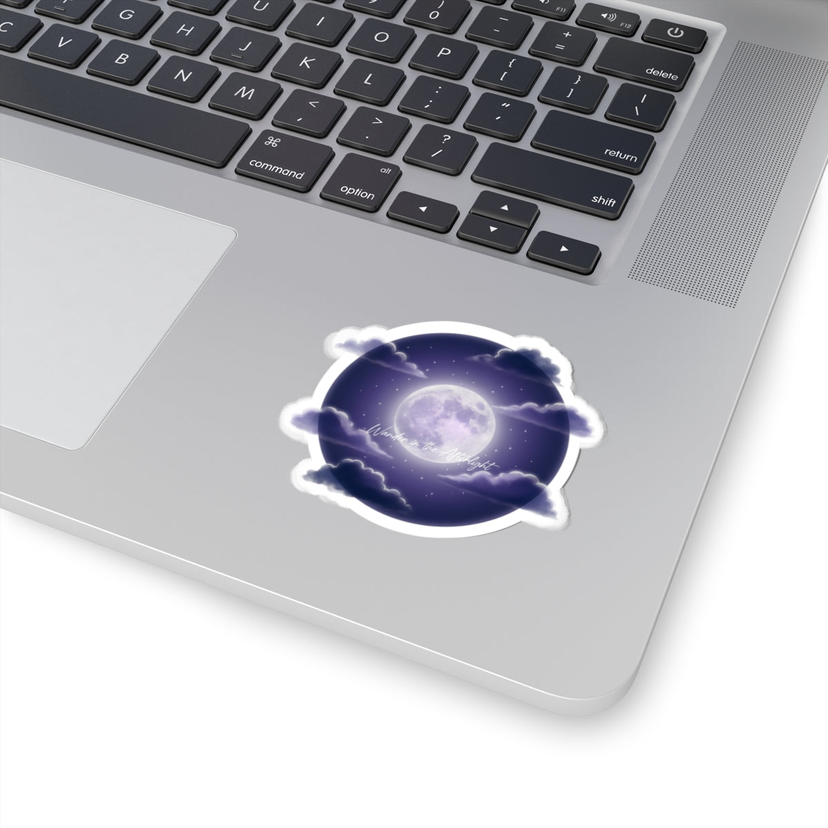 Luminous Moon Nightscape Kiss-Cut Sticker | Afterlight Aesthetic, Cosmic Floral Vibe