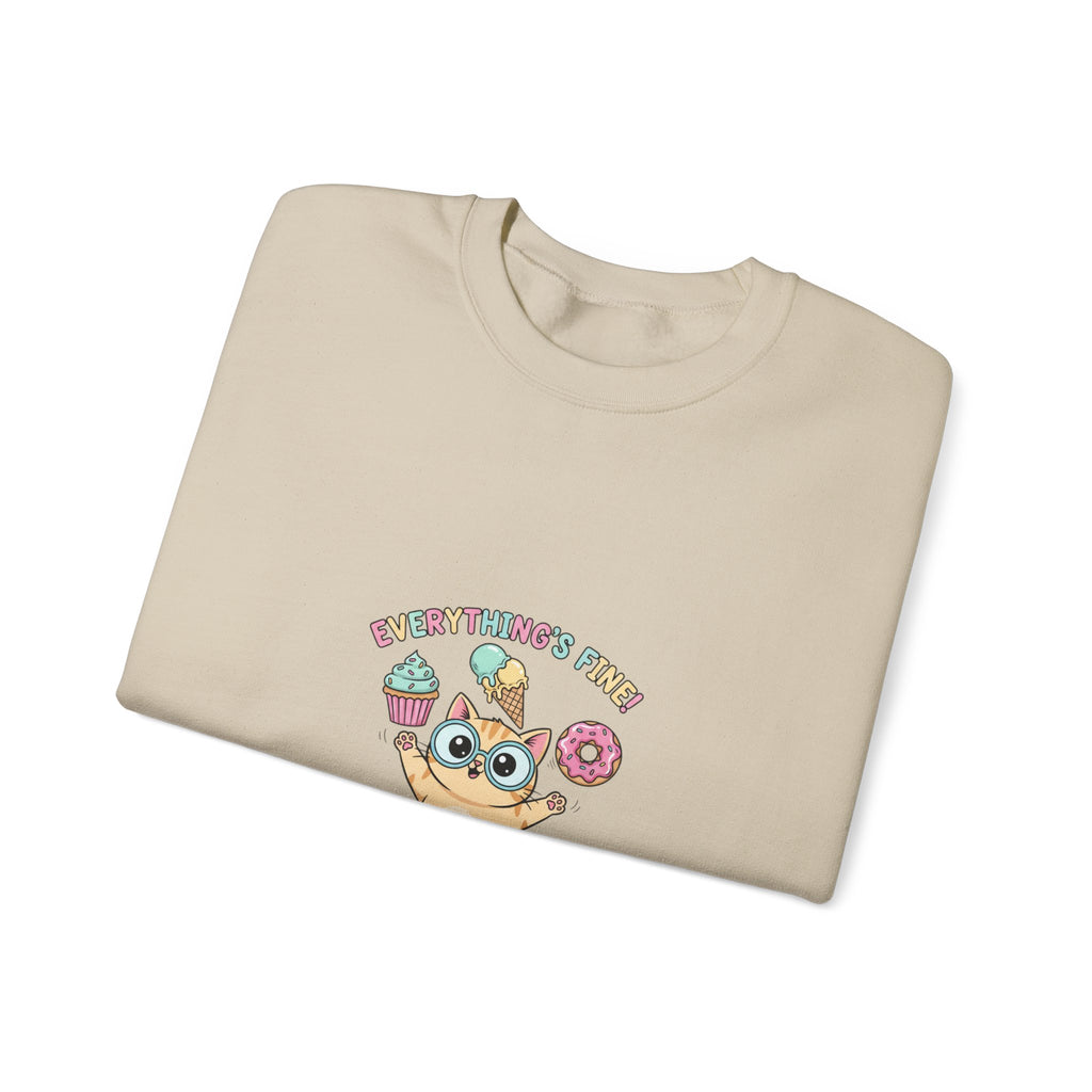 Cute Chaos Cat Sweatshirt | mildly unhinged, whimsical weird, pastel kawaii