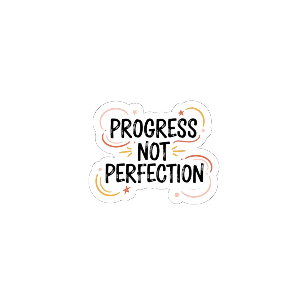 Progress Not Perfection Sticker | Handwritten Marker Brush Script, Positive Mantra