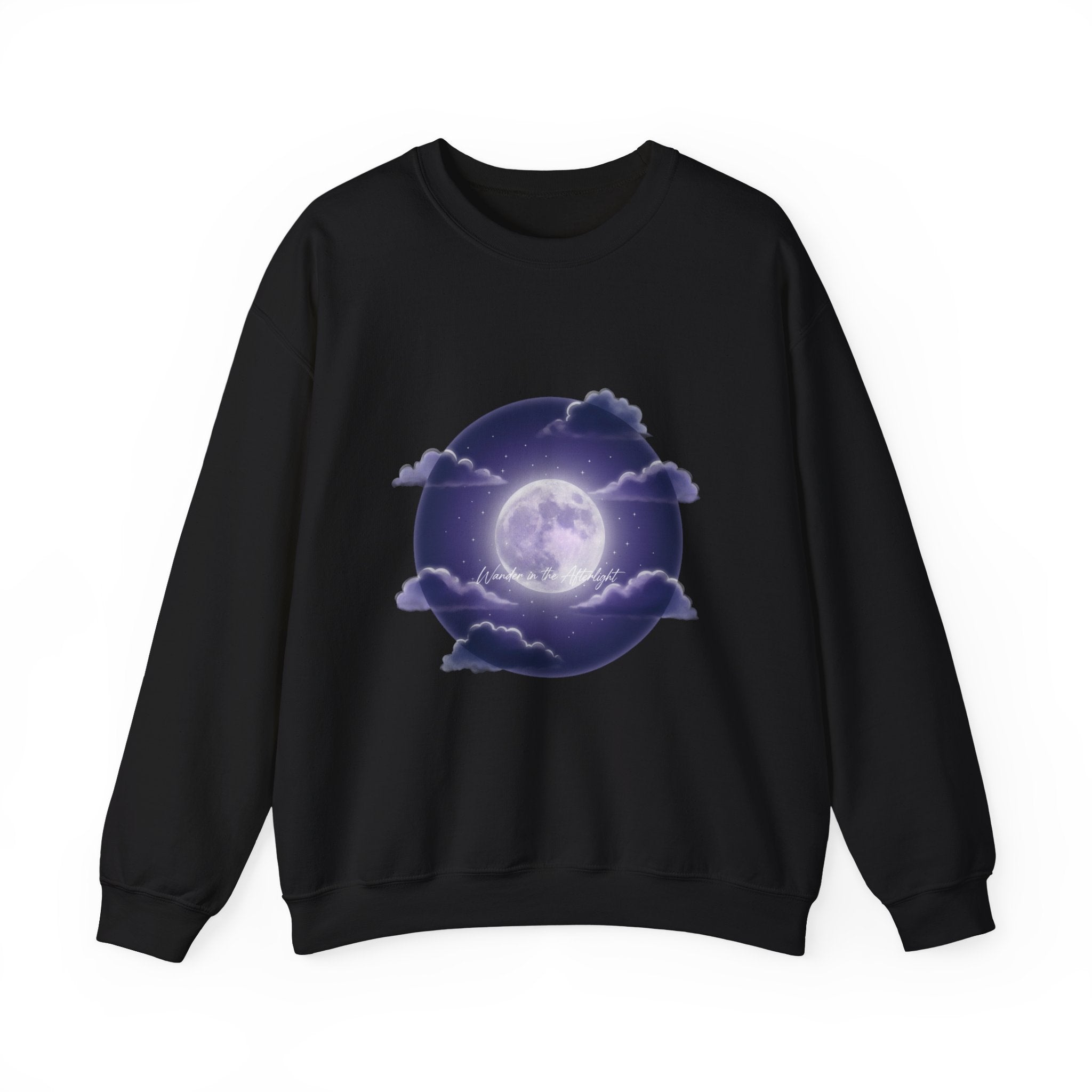 Luminous Moon Nightscape Crewneck, Afterlight Aesthetic, Night Bloom Sweatshirt