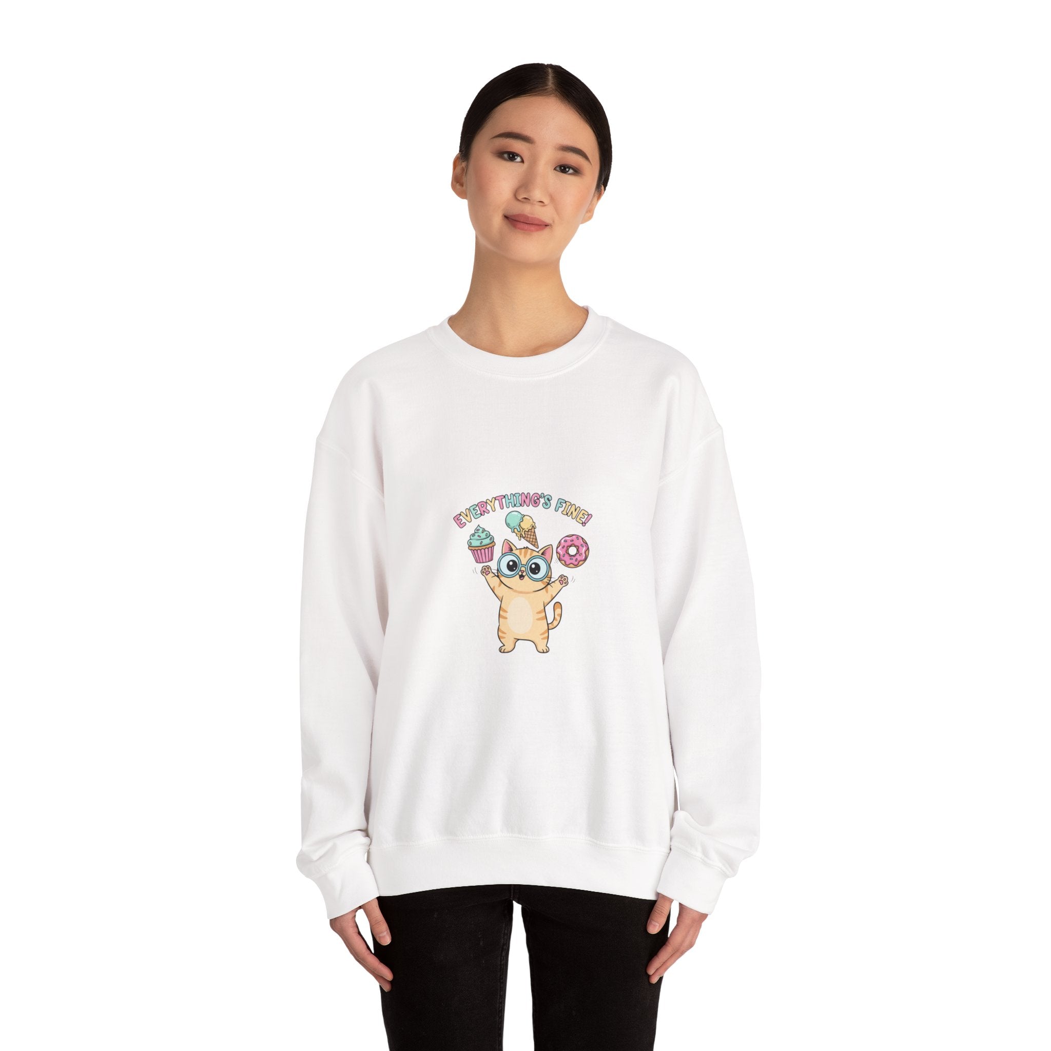 Cute Chaos Cat Sweatshirt | mildly unhinged, whimsical weird, pastel kawaii