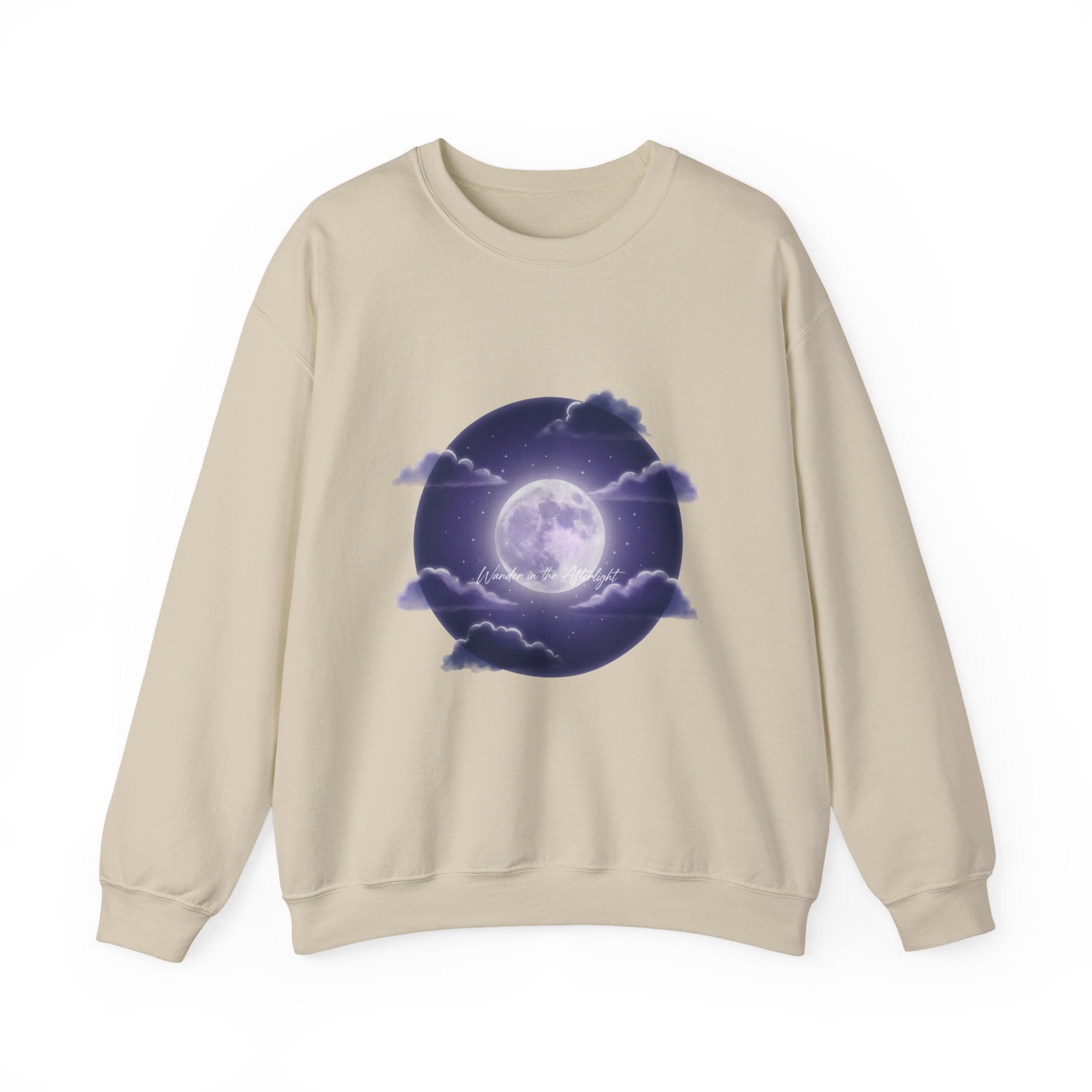 Luminous Moon Nightscape Crewneck, Afterlight Aesthetic, Night Bloom Sweatshirt