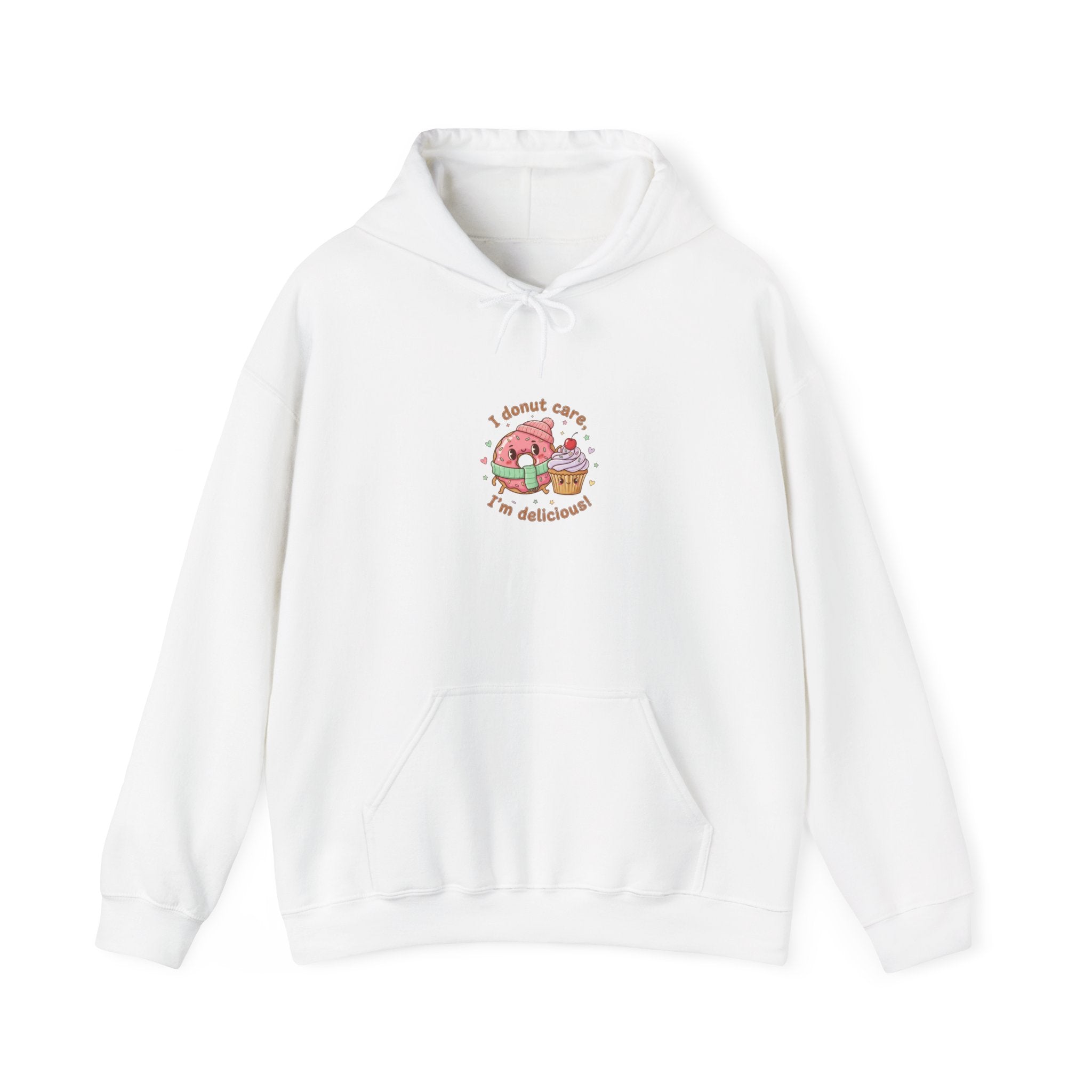 Donut Care, I’m Delicious Hoodie | Food Pun Sweatshirt, Cozy Snack Cartoon